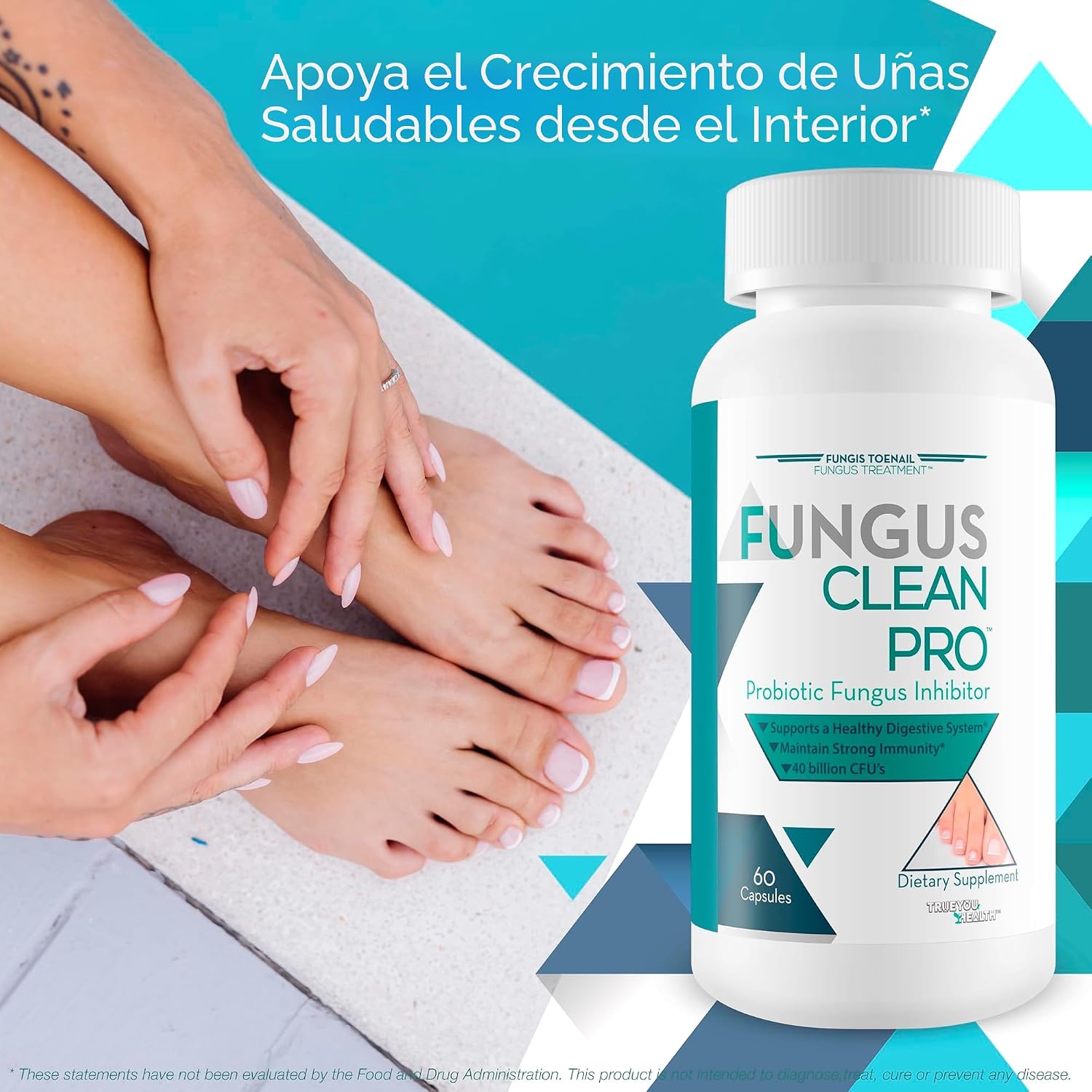 Fungus Clean Pro - Inhibidor probiótico de hongos - Lucha contra los hongos de adentro hacia afuera con este potente probiótico de defensa de hongos que protege tu
