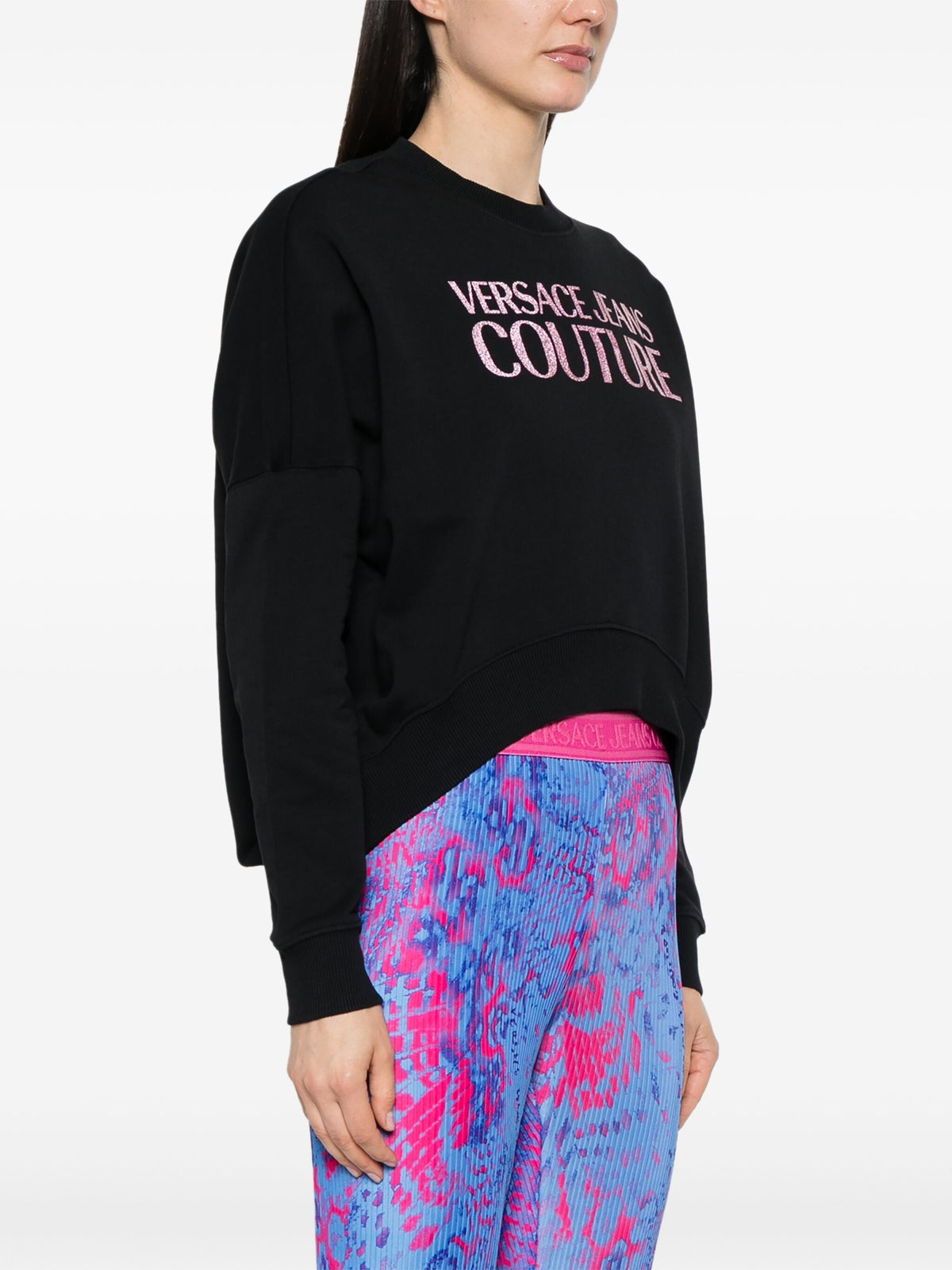 Versace ヴェルサーチジーンズクチュールロゴグミグリッタースウェットシャツ - Image 4