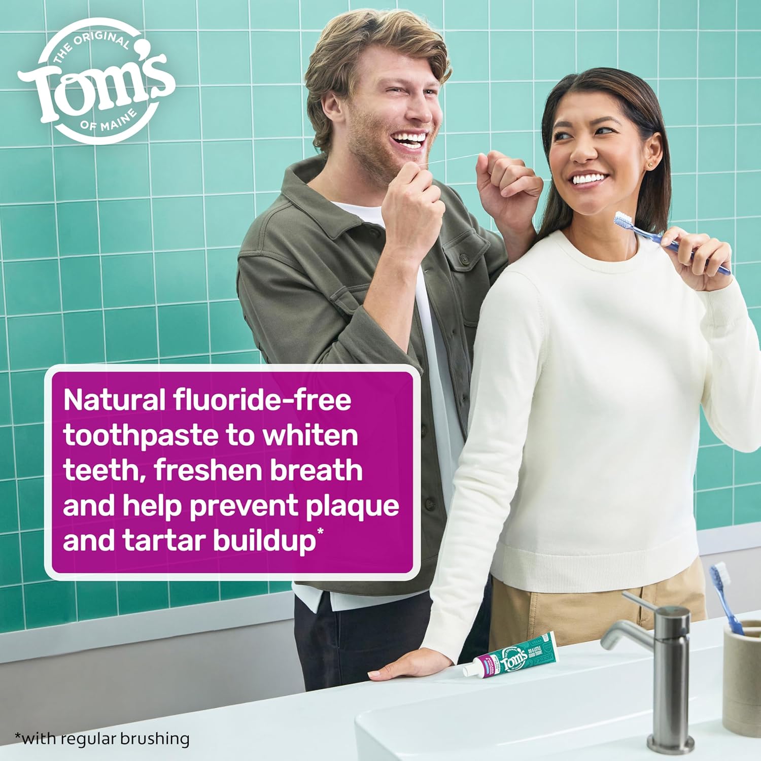 Pasta dental sin fluoruro de blanqueamiento y antiplacas de Tom's of Maine.