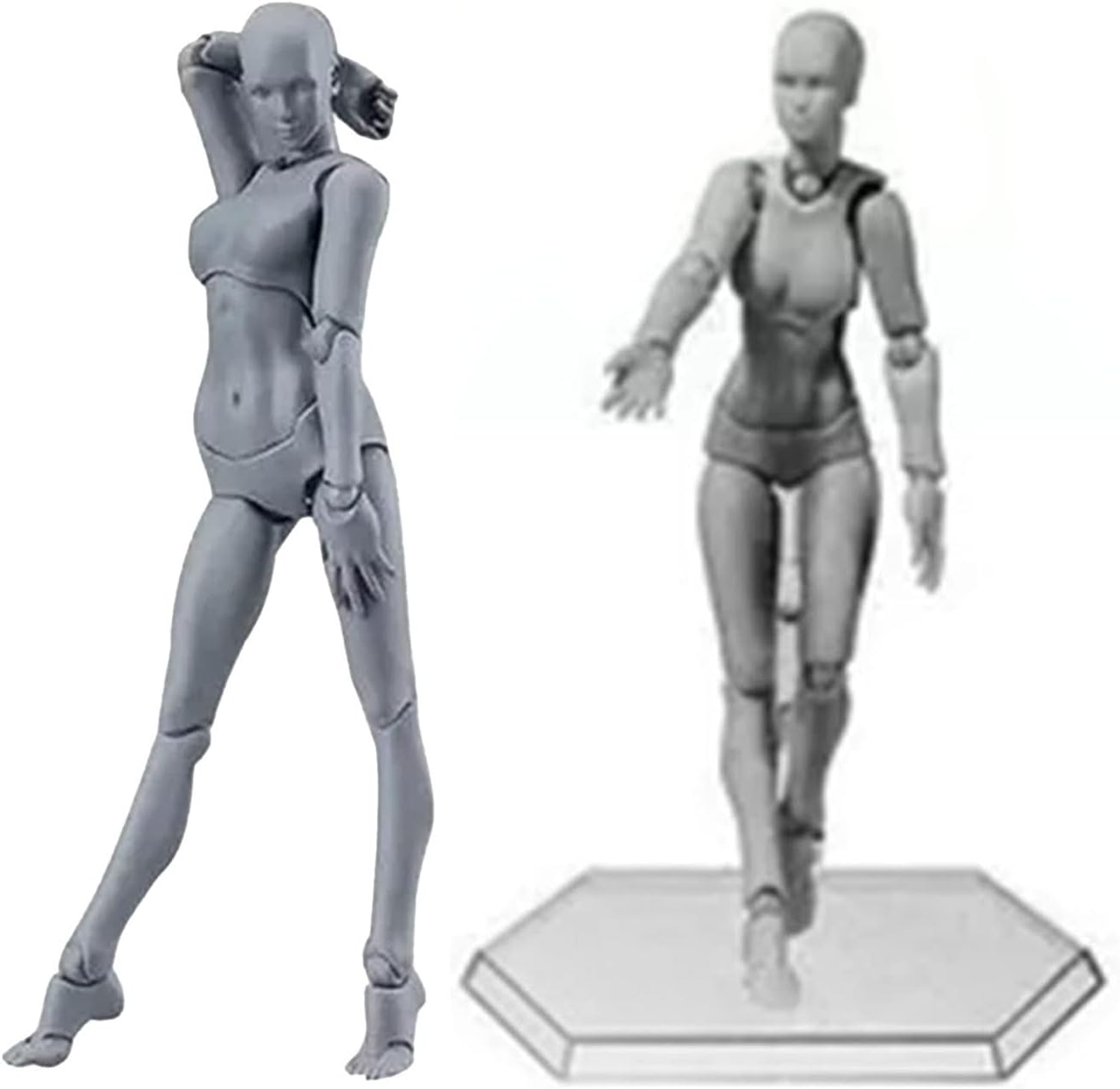 Figma Youth 2.0 Action Figure Model, Silver Grey Skin Tone, Articulated Joints, Adult Desk Toy, Grey and Orange Skin Color (Females #14)