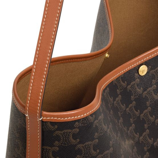 CELINE Soft shopper bag in Triomphe canvas and calfskin - Image 4