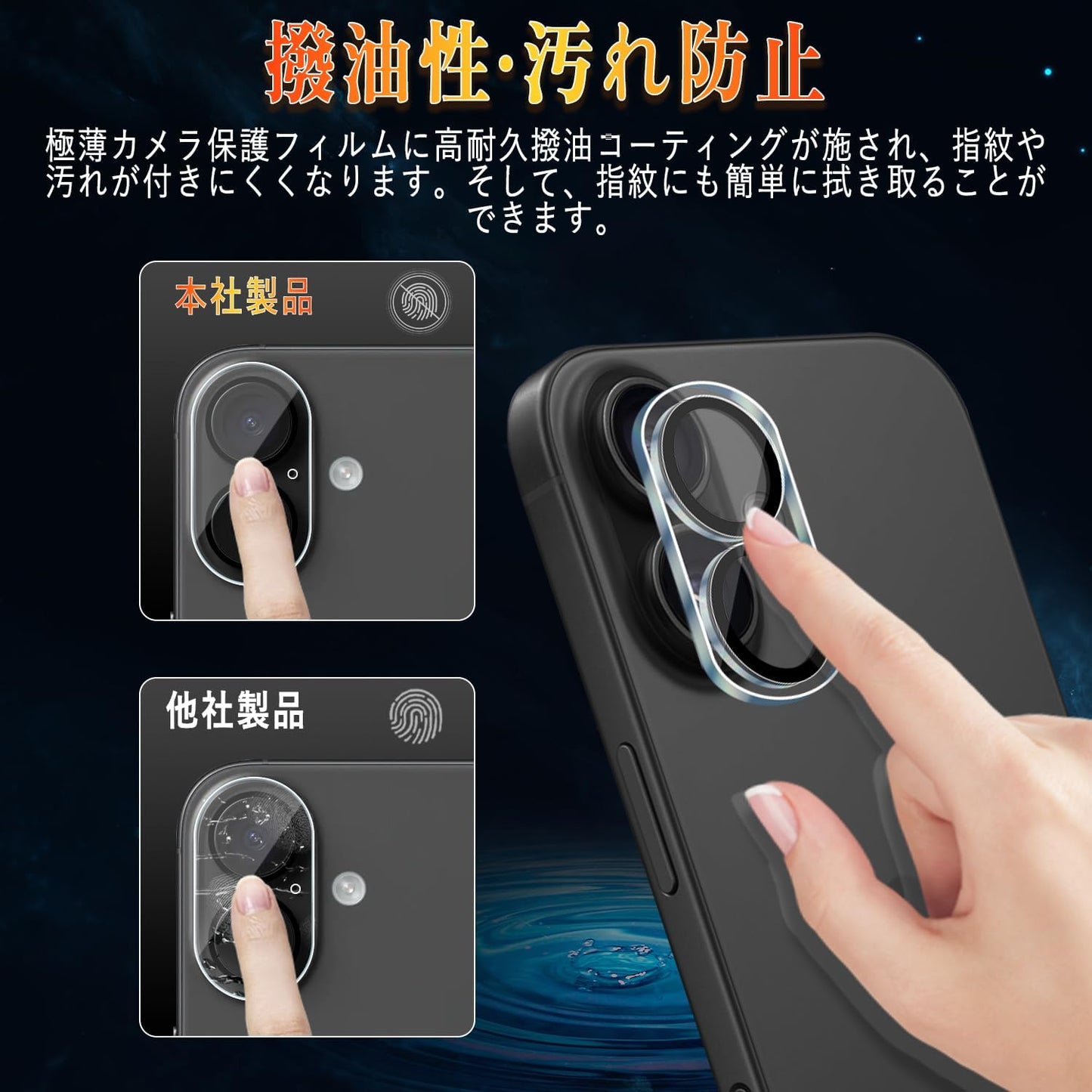 Compatible 17 Camera Film 16 Lens Film [Set of 2 - Black Edges] Made of Asahi Glass Material 9H Hardness High Transmittance Scratch Resistant Ultra Thin Dustproof Shatterproof Easy Installation 17/16