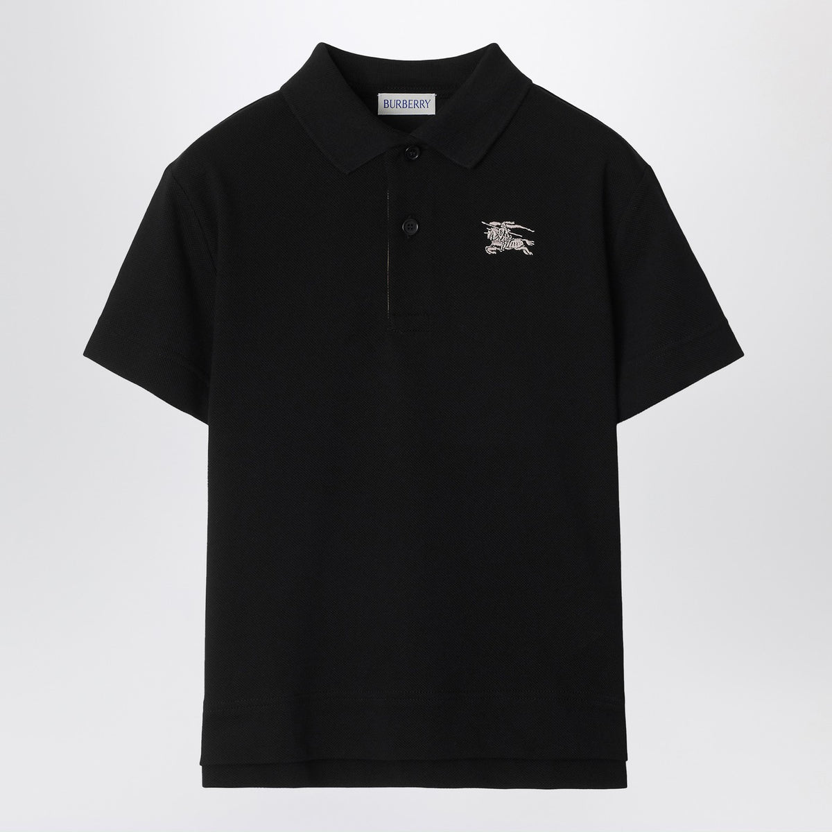 Burberry バーバリーブラックコットンピケポロシャツ - Image 4