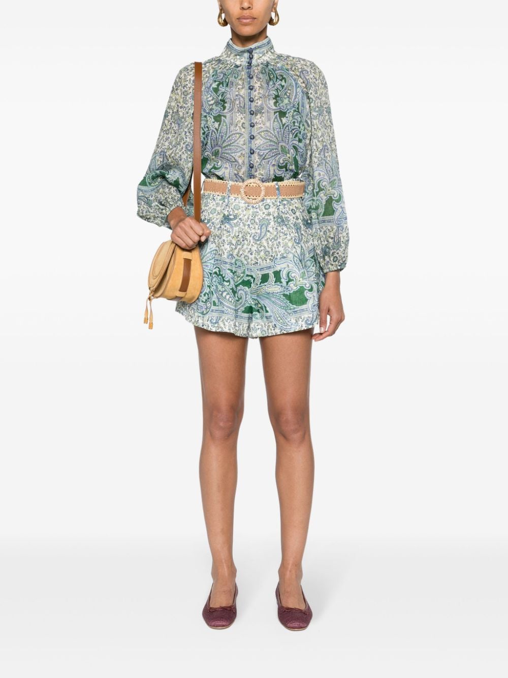 Zimmermann Zimmermann Paisleyプリントリネンショーツ - Image 4