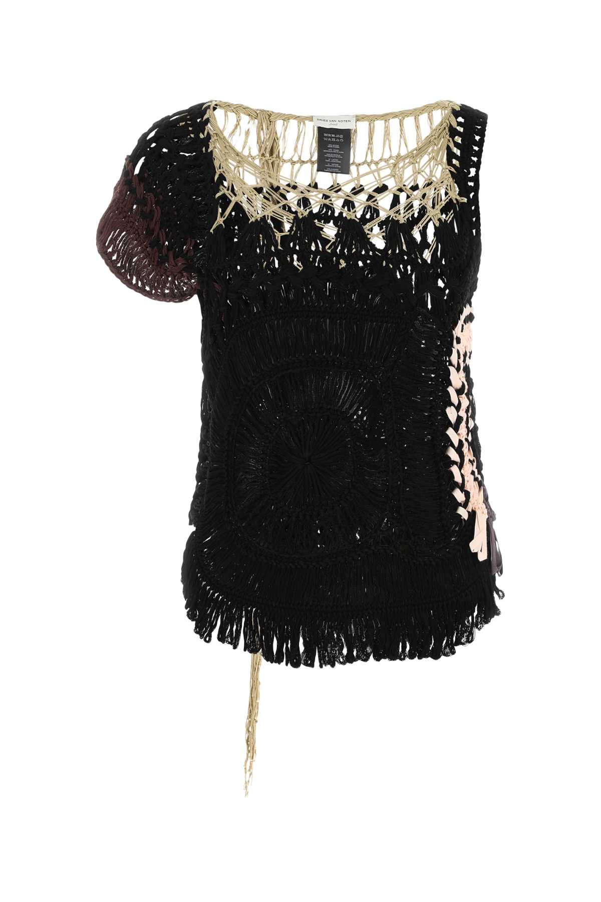 Monot Dries Van Noten Blackかぎ針編みのトップ - Image 4