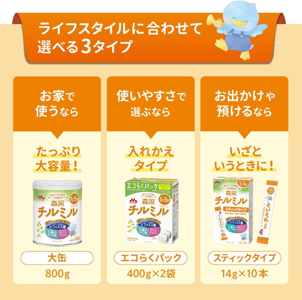Morinaga Follow-Up Milk Chilmil Eco-Raku Pack Refill 800g (400g x 2 bags) Powder [For infants around 1 year old to 3 years old (can also be used from around 9 months old) Refill type powdered milk]
