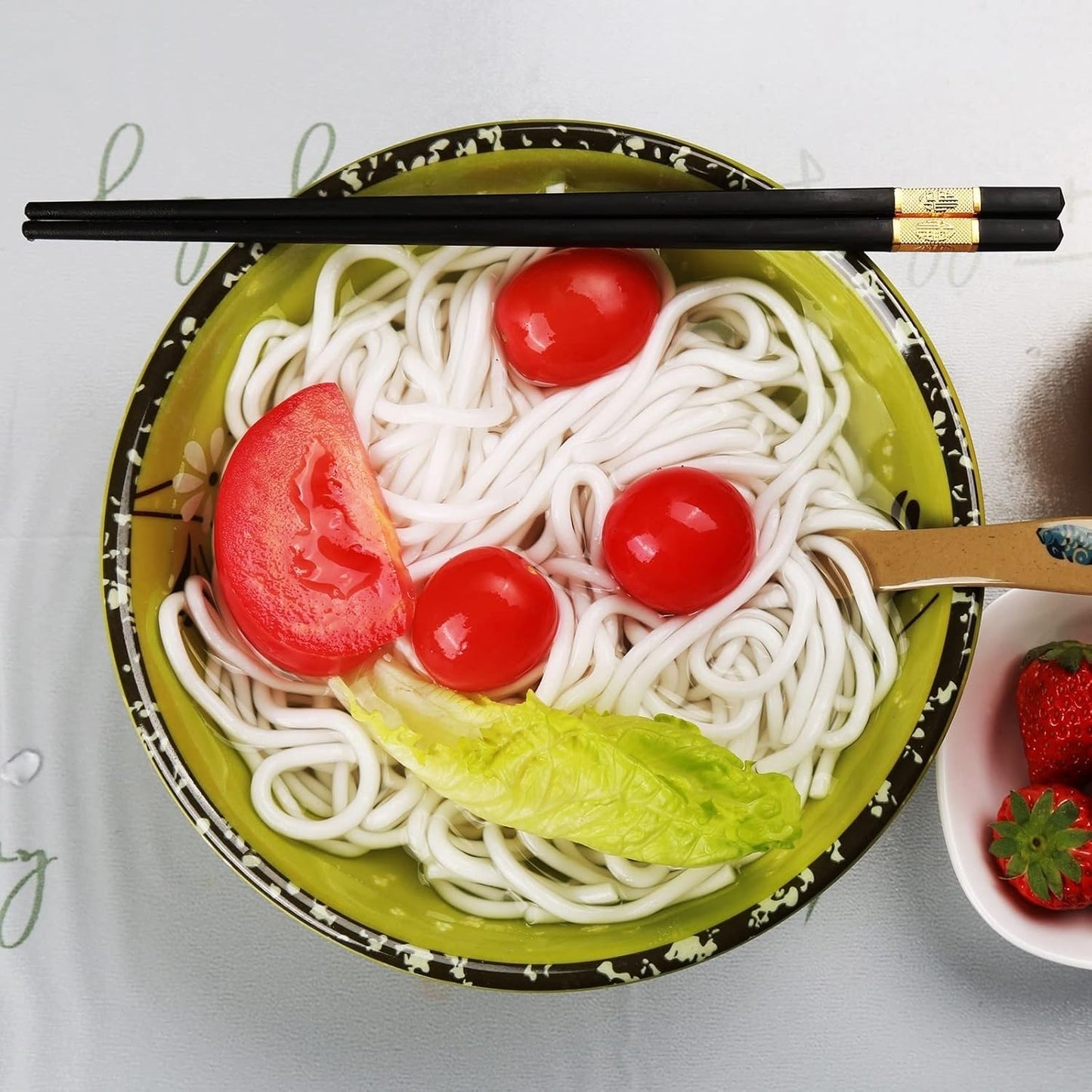 Japanese Ramen Bowl, Instant Ramen Bowl, For Udon, Buckwheat & Soba, Noodles, Breakfast, Melamine Soup Bowl (Color: Black Green, Size: 7.5 inches)
