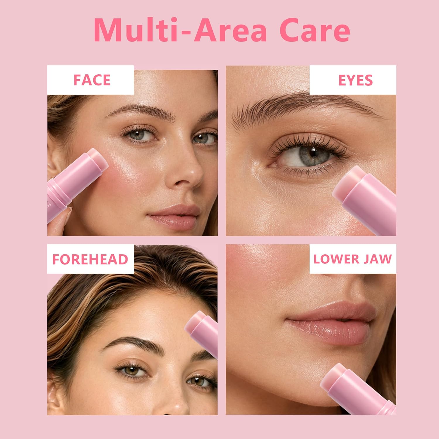 PDRN - Bálsamo para ojos, paquete de 2 unidades, bálsamo múltiple de colágeno con B12 rosa, cuidado hidratante debajo de los ojos para cara, cuello y líneas de sonrisa, 0.32 onzas cada uno
