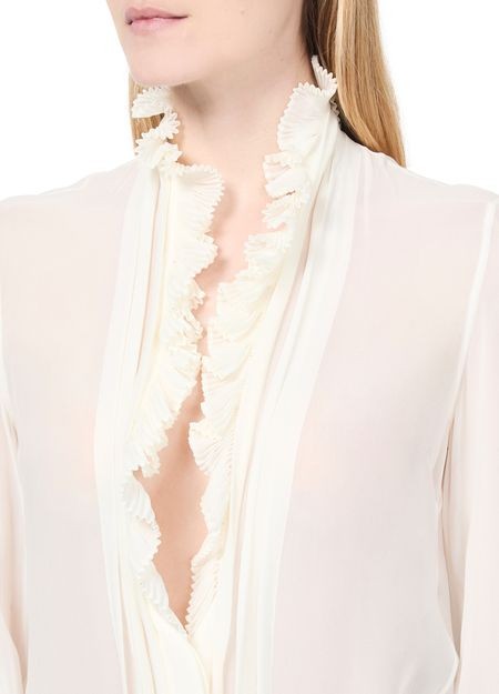 TOM FORD シルクジョーゼット製 長袖 Vネック ブラウス - Image 4