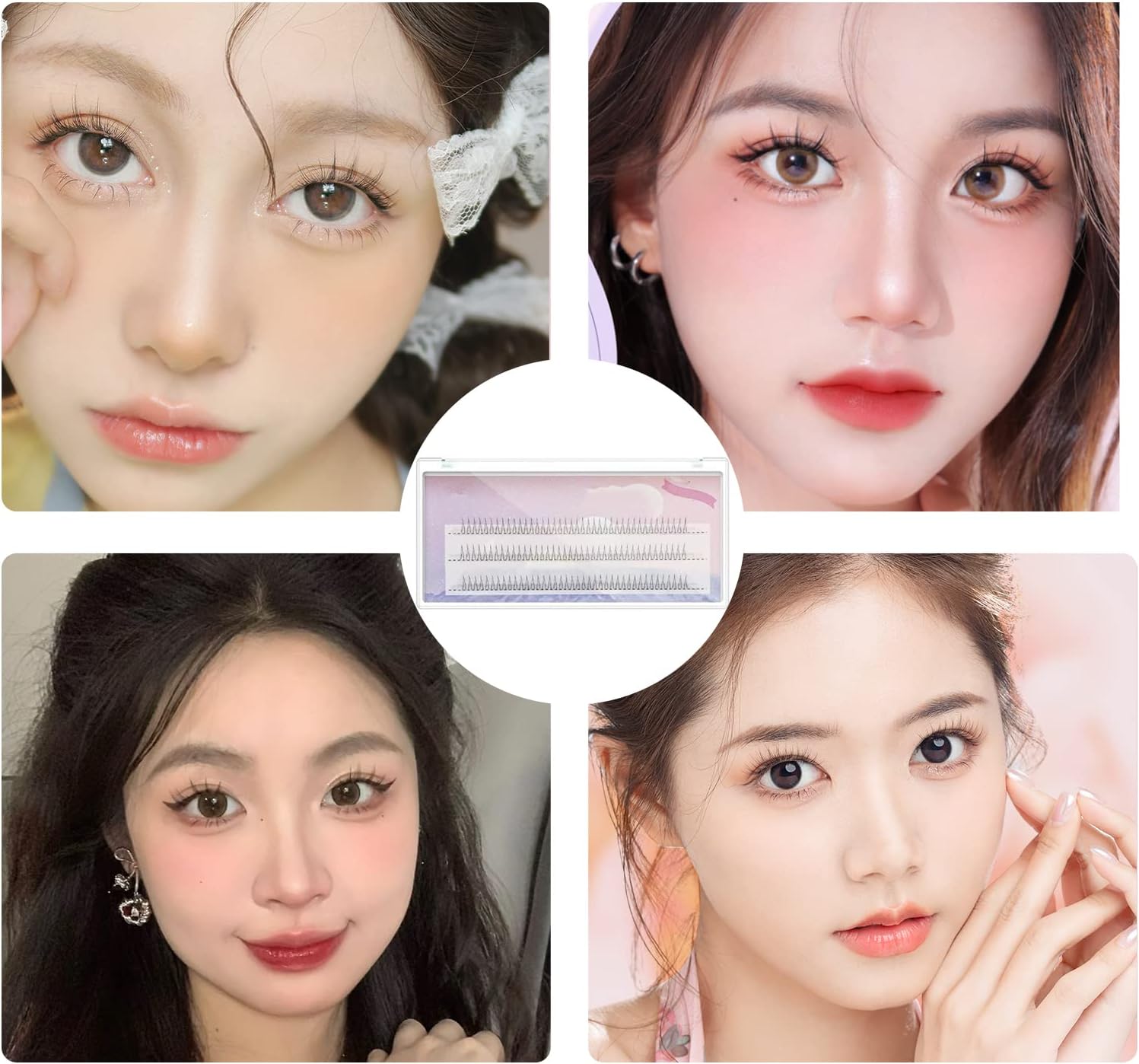 Partial False Eyelashes, Natural Lower Eyelashes, Ultra Thin, V-Shaped Lower False Eyelashes, 0.2 - 0.3 inches (5 - 6 - 7 mm), Beginners, Thin Makeup, Everyday Use, Partial False Eyelashes,