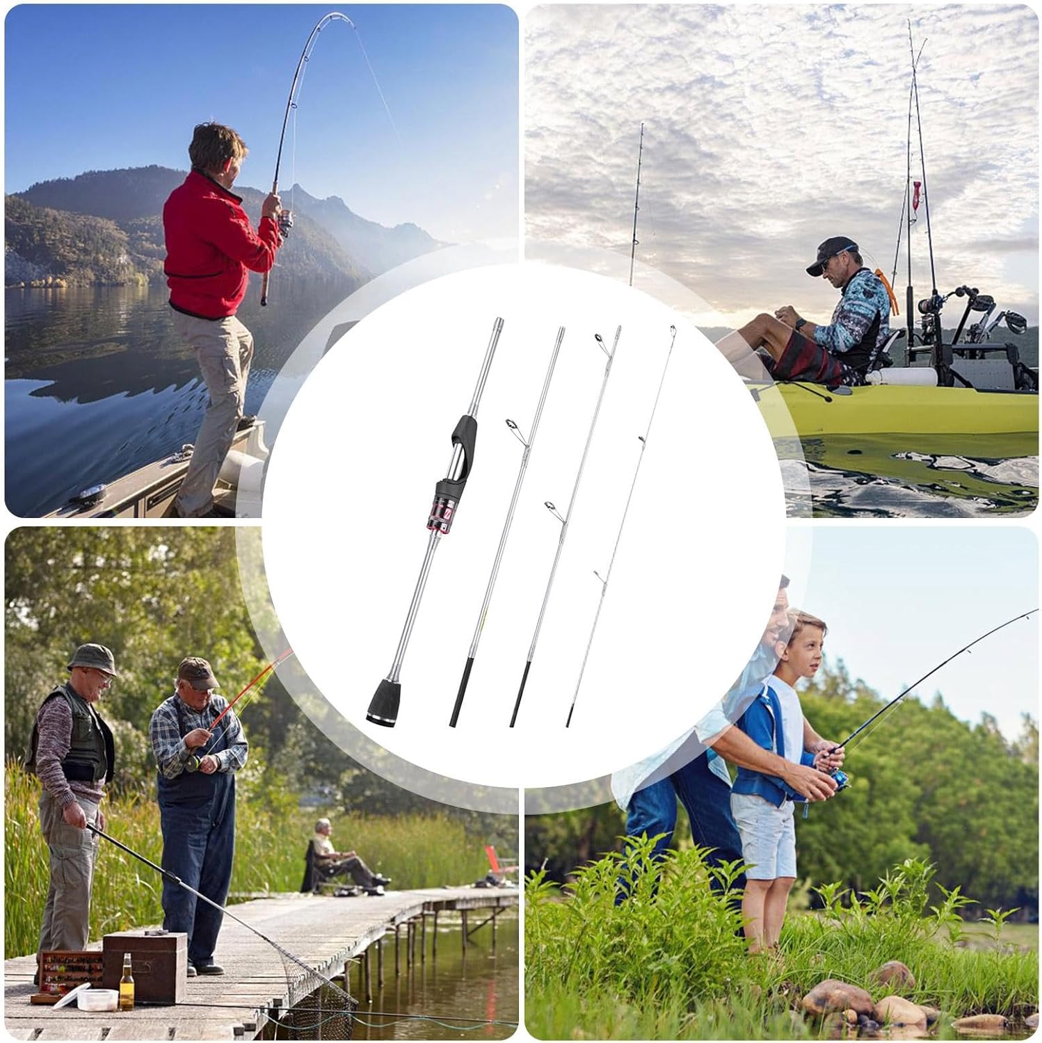 Telescopic Fishing Rod,Telescopic Fishing Rod,Carbon Fiber Saltwater Surf Fishing Rod - Lightweight Short Section Travel Fish Rod Bass Salmon Trout Fishing Equipment
