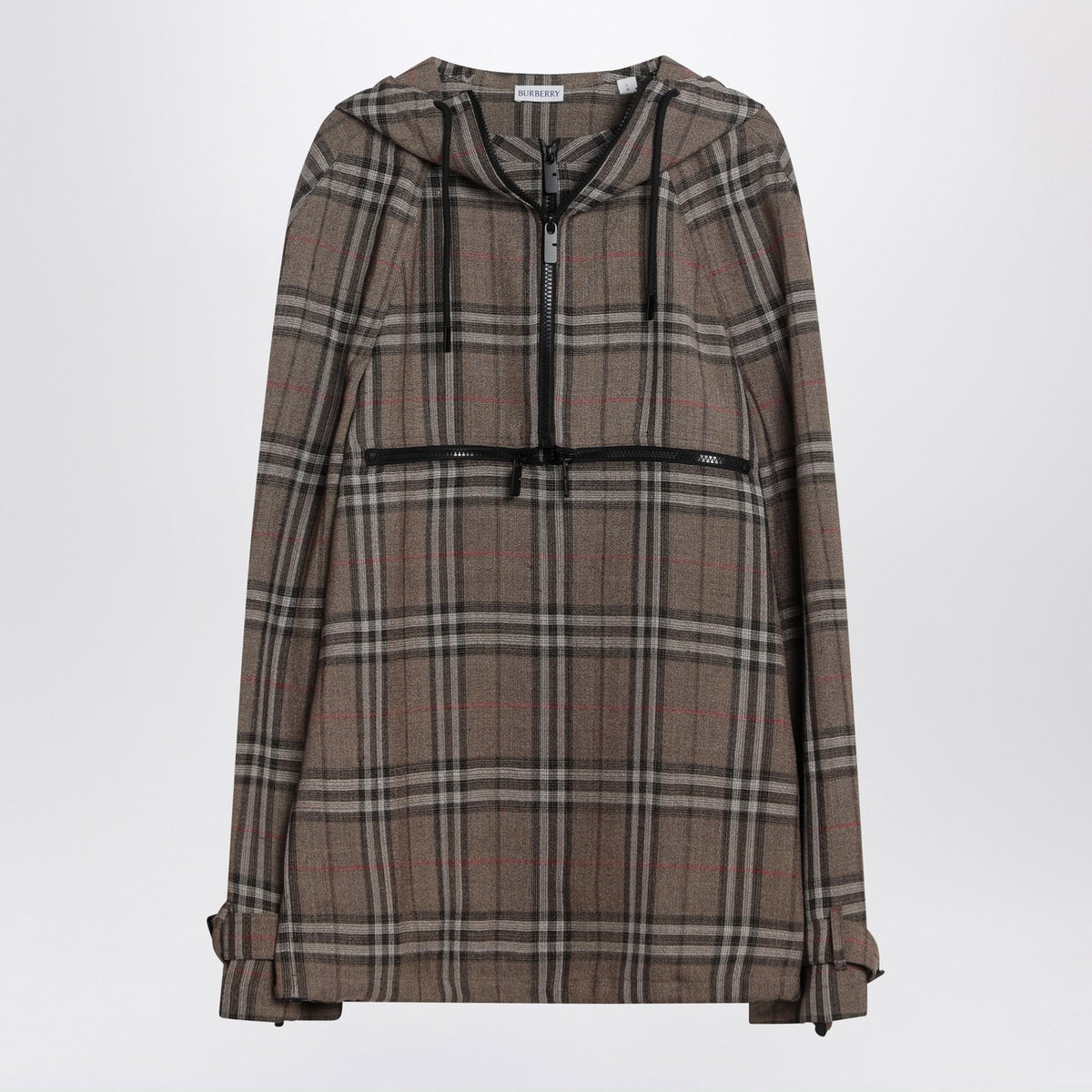 Burberry シルクブレンドのチェックパターンを備えたバーバリーハーフジップジャケット - Image 4