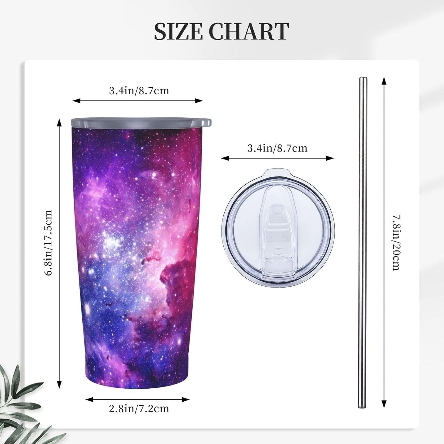 Vaso de 20 onzas con tapa y popote para mujeres y hombres, con aislamiento de cielo estrellado, universo del espacio exterior, vaso de acero inoxidable de doble pared al vacío, taza de café