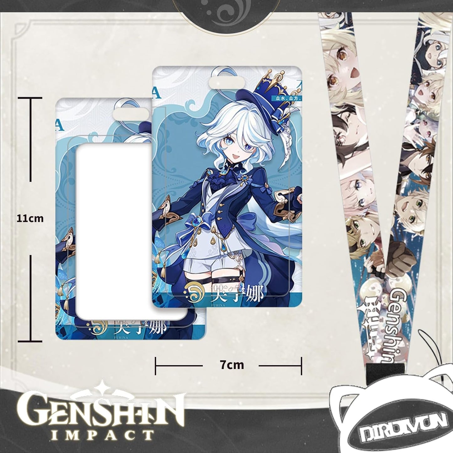 Genshin Impact Furina Goods Water God Lucky Bag Set Badge Acrylic Stand Wall Hanging Birthday Present Gift (Furina)