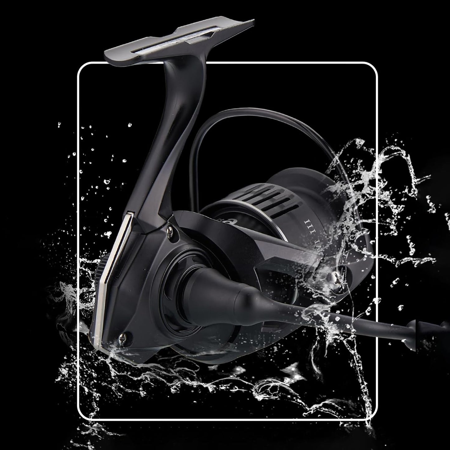 Spinning Reel, Saltwater Fishing, Carbon Fiber Body, Shallow Groove Aluminum Spool, 6/1 Stainless Steel Bearings, For Far Throw and Casting Fishing, Lightweight, 2000 to 3000 # Various Black