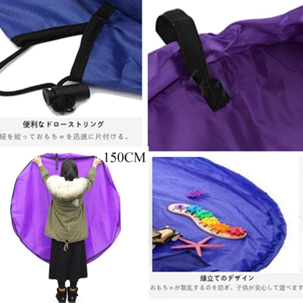 Samcos Toy Storage Bag, Children's Play Mat, Large Capacity, 59.1 inches (150 cm), Diameter 59.1 inches (150 cm), Foldable Toy Storage Bag, Easy Cleanup, Storage Supplies (Purple)