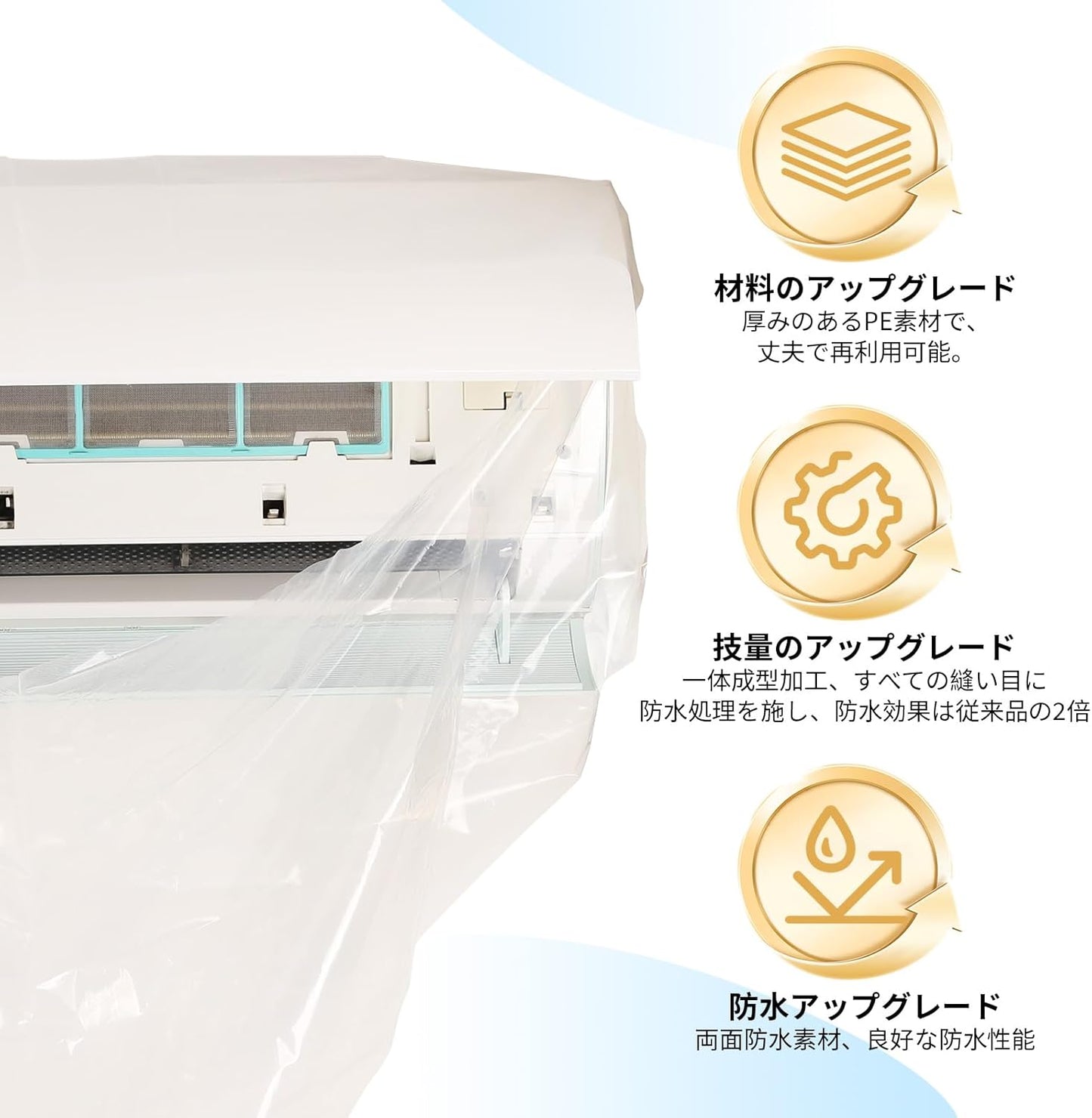 Air Conditioner Cleaning Cover for Wall-mounted Units, Air Conditioner Cleaning Cover, Easy-to-Use, Simply Cover, Size Adjustable, Draining, Transparent, Air Conditioner Cleaning Cover for