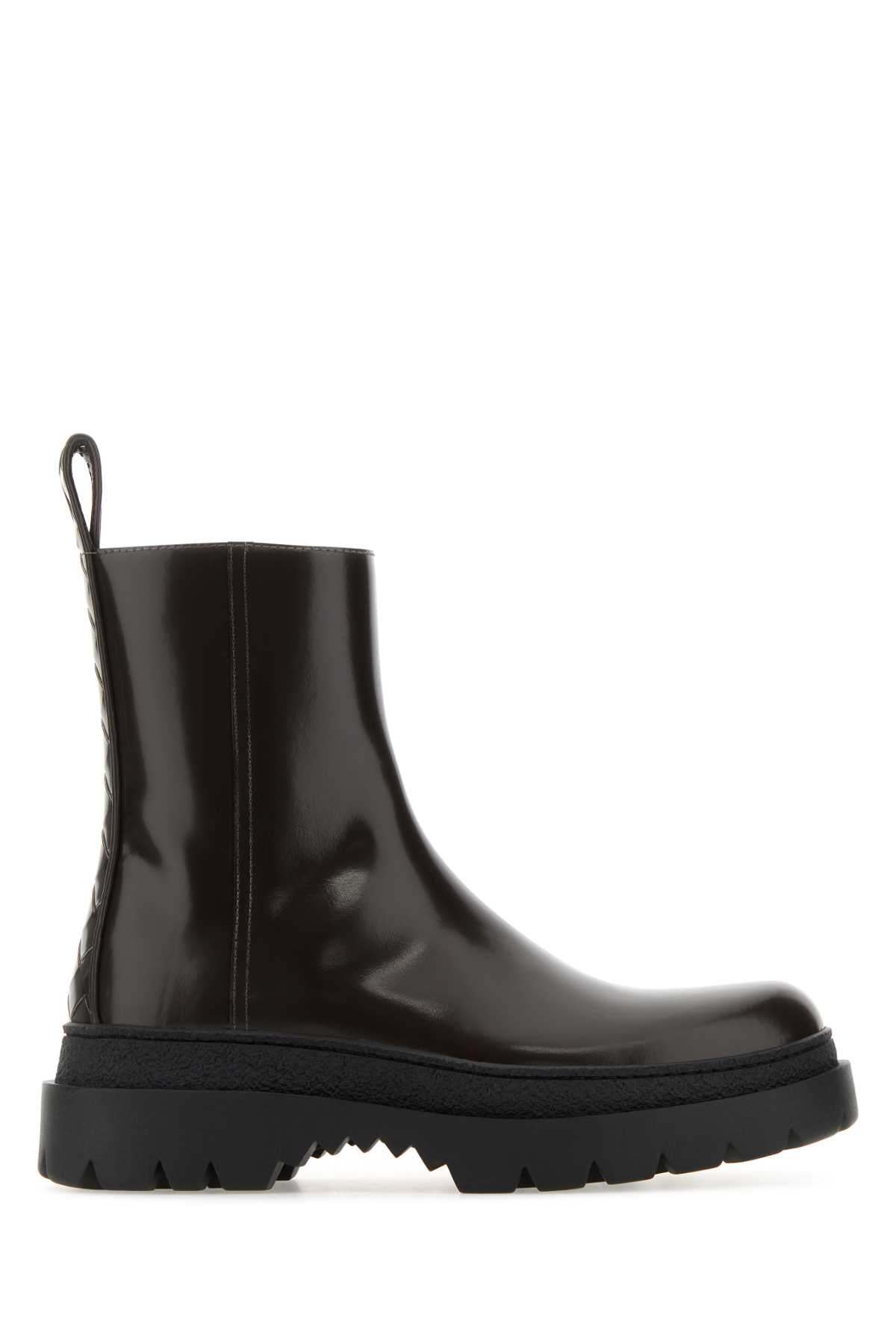 Bottega ボッテガベネタチョコレートレザーハイウェイアンクルブーツ - Image 4