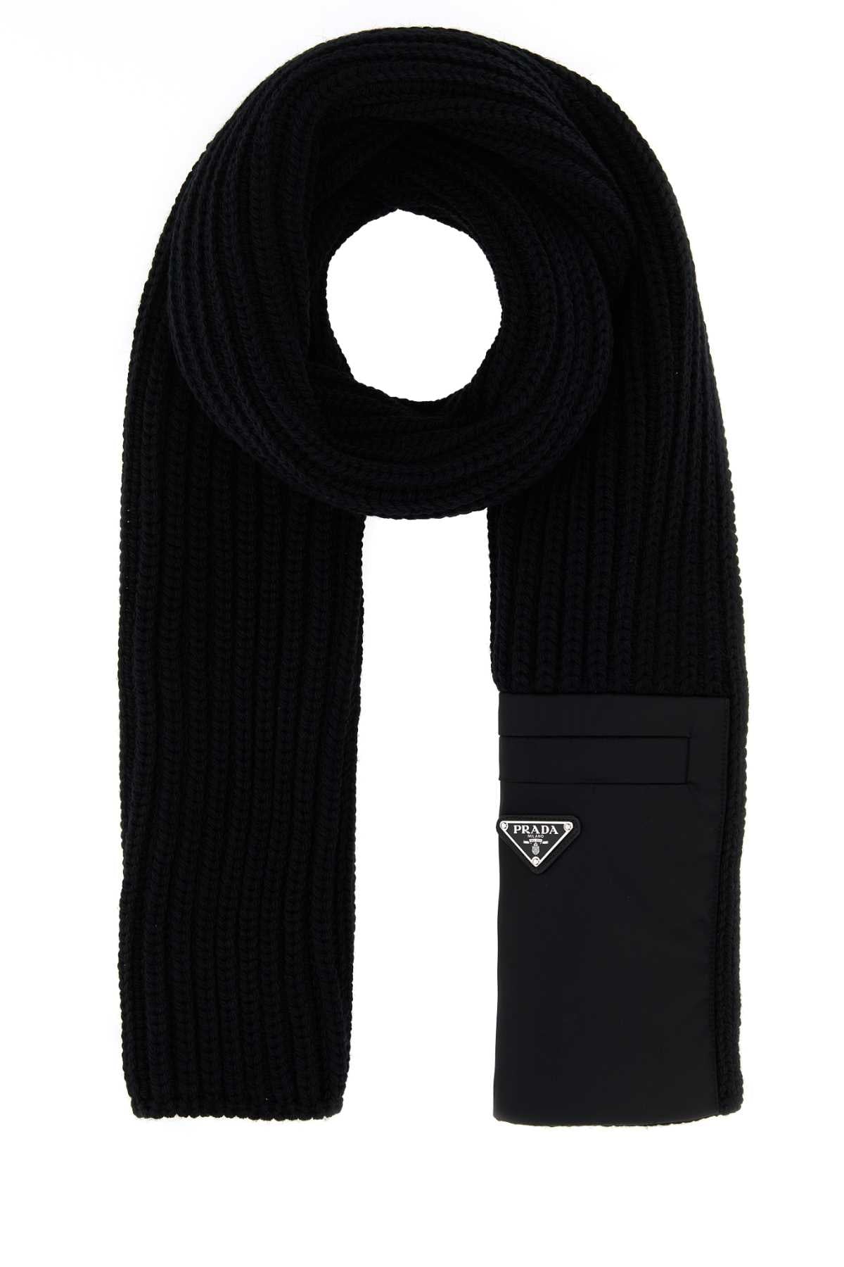 Prada プラダ ブラック ウール スカーフ - Image 4