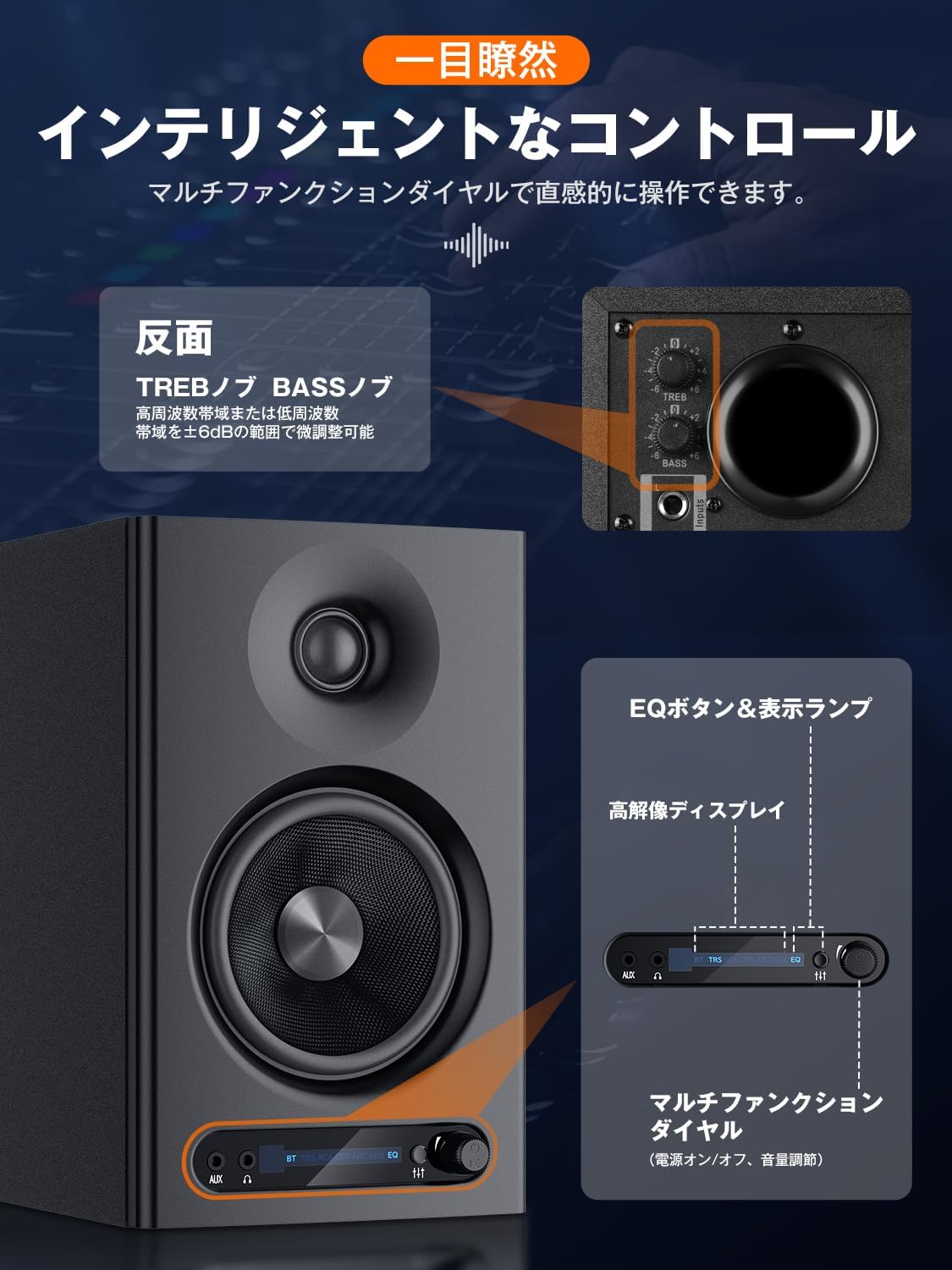 YOPIN Monitor Speaker Bluetooth 5.4 Switchable Between Three Modes (Monitor, Music, Theater) 4-Inch Mid-Bass Speaker 45Hz-20kHz Wide Frequency Range 60W Speaker Bluetooth Fiber Optic/TRS/HDMI/RCA/AUX