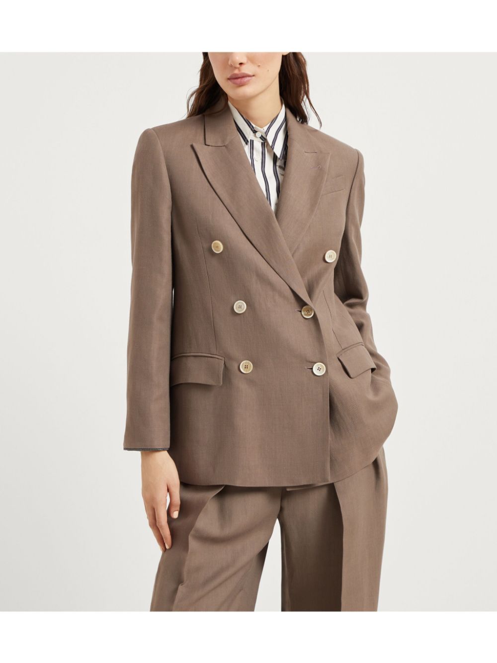 Brunello Cucinelliリネンブレンドダブル胸部ジャケット - Image 4