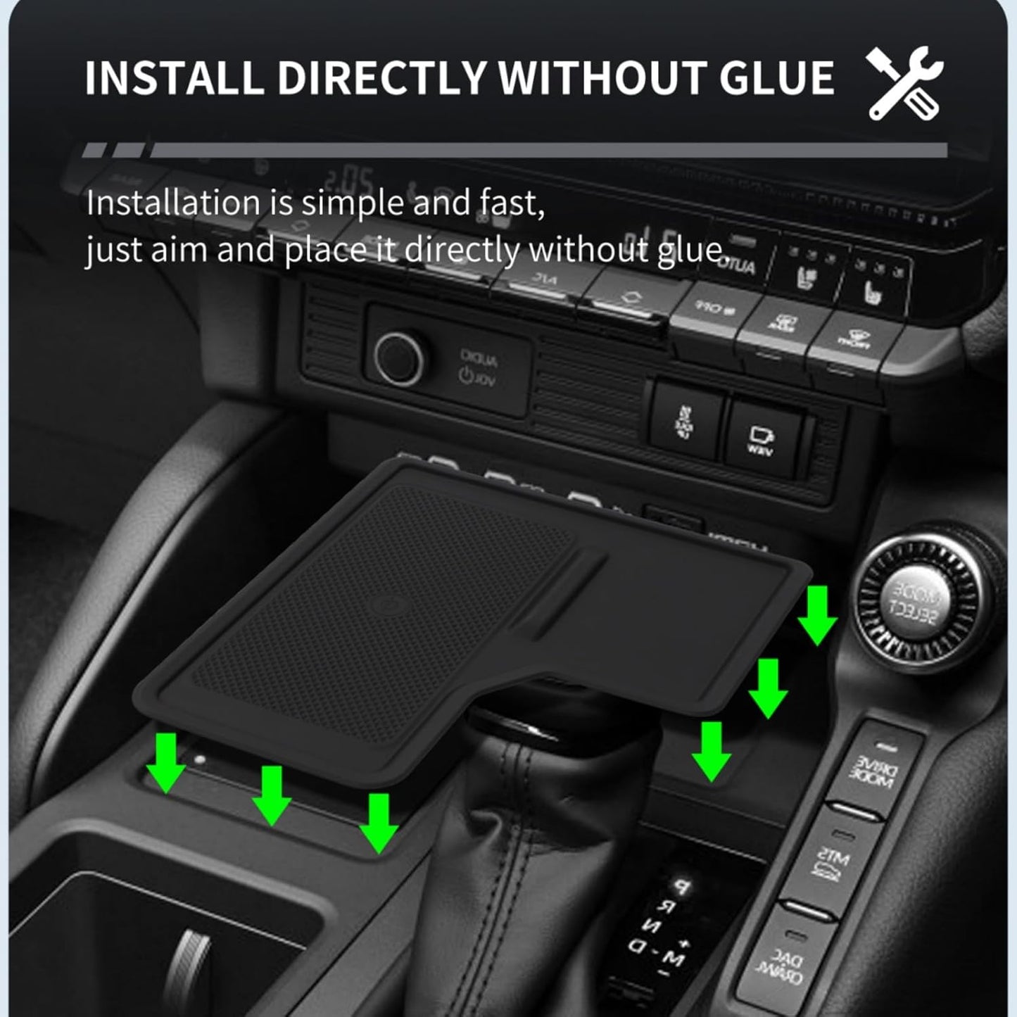 LUCKEASY 2024 Toyota Land Cruiser 250 Rankle 250 ZX Exclusive Wireless Charging Mat, Simply Place Charging, Rubber Mat, TRJ250W/GDJ250W Type, Center Console, Silicone Smartphone, Mat Rankle 250