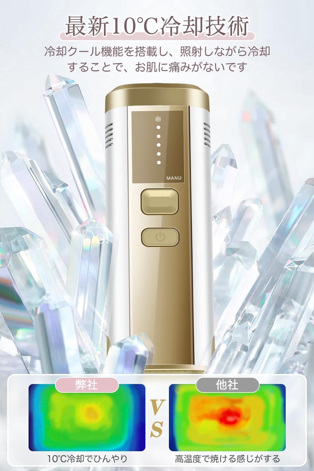 Hair Removal Device, VIO Compatible, Beard, Salon Quality, Cold Sensation, Men's, Women's, Unlimited Irradiation, Full Body Application, Light Beauty Device, Flash Type, Automatic Continuous Irradiation
