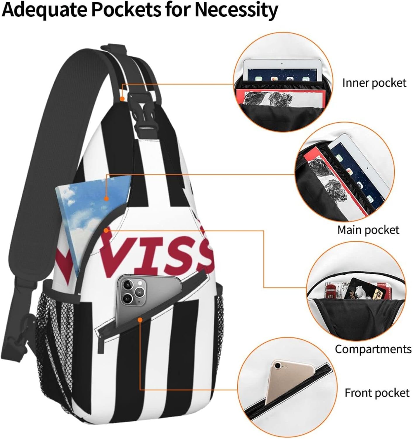 Vissel Kobe Shoulder Bag, Large Capacity, Shoulder Bag, Crossbody Bag, Mountain Climbing, Outing, School, Events, Anime, Moe Goods, Multifunctional, Lightweight, Unisex, Gift, Sports, School Bag,