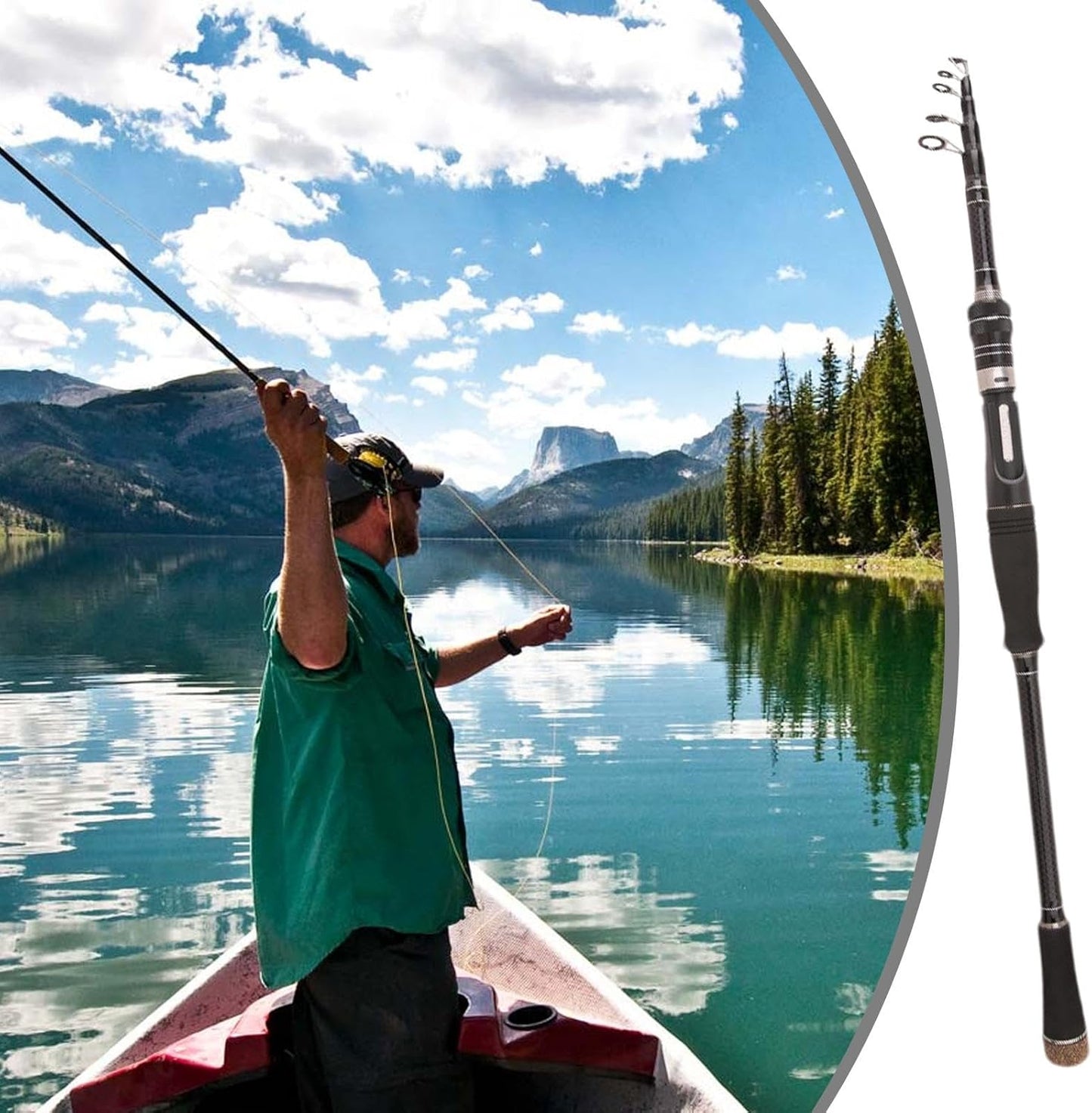 Fishing Spinning Rod - Carbon Fiber Surf Casting Rod, Travel Fishing Rod | Fishing Rod Telescopic Travel Fishing Pole Casting, Lightweight Baitcasting Fishing Rod for Pike, Bass, Walleye, 22.05 x 1.18