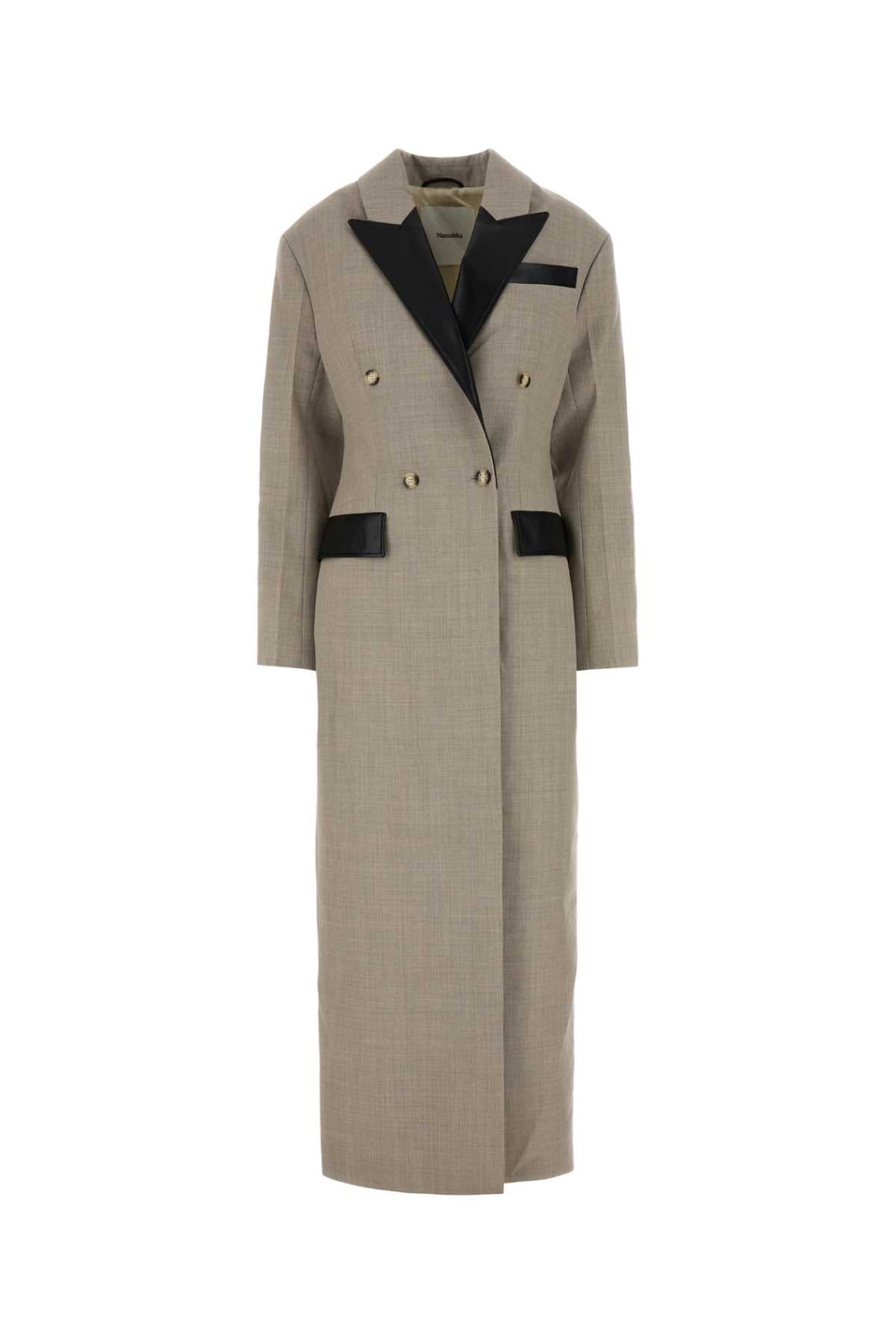 Nanushka Nanushka Dove Grey Twill Ferris Coat - Image 4