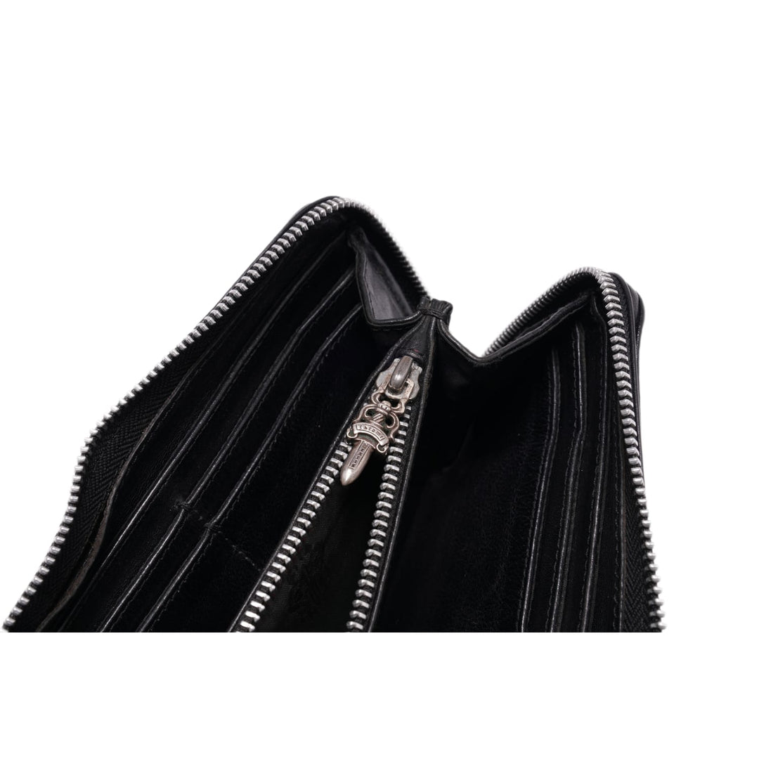 CHROME HEARTS 'BLACK' TRIPLE CROSS LEATHER WALLET