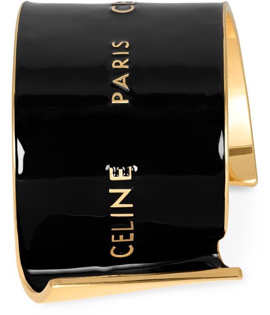 Celine ribbon large cuff in enamel and brass with gold finish - Image 4