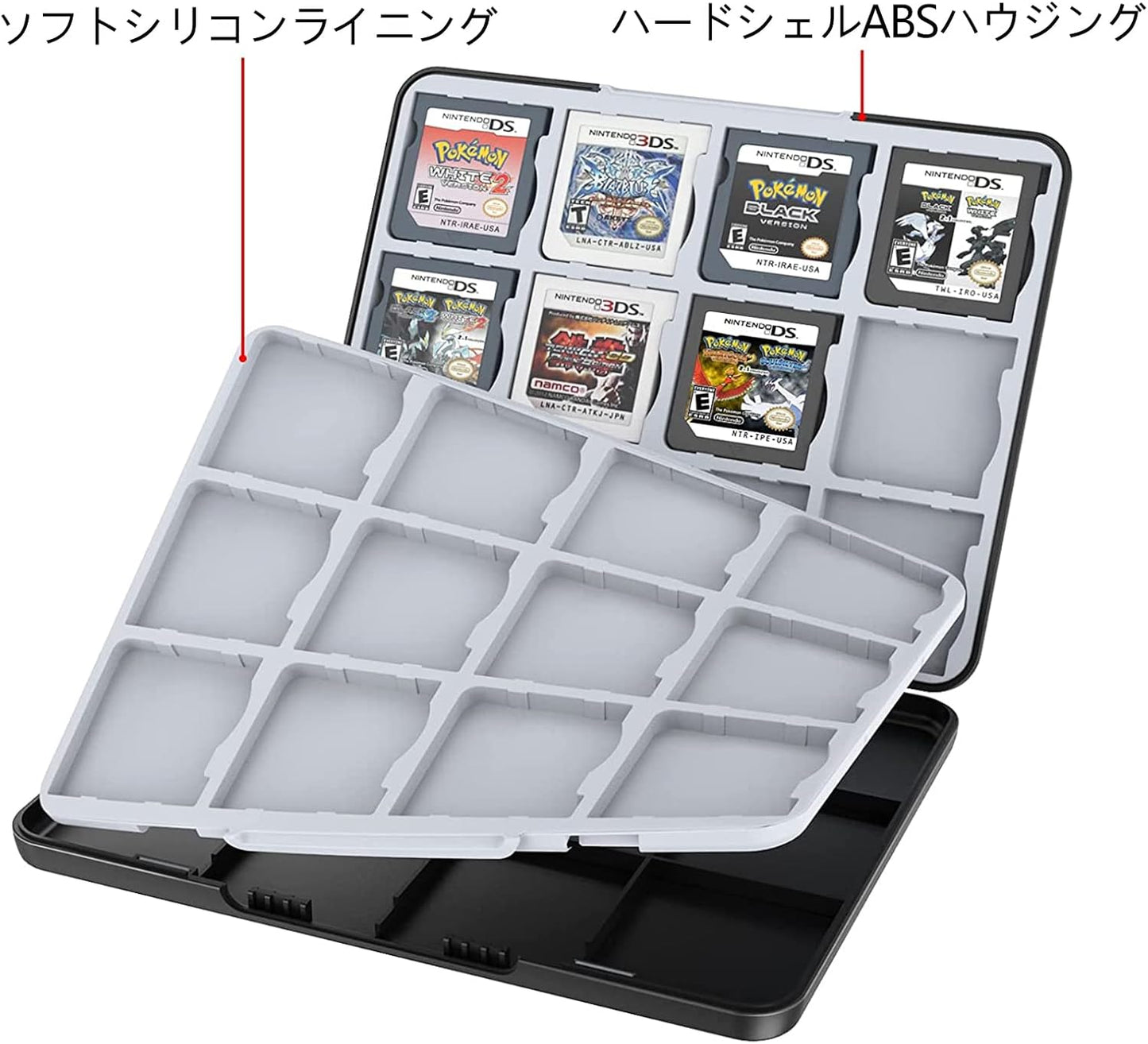 PGRTYOF 3DS ケース DS ソフトケース 3DS カードケース 24枚収納 NS 3DS 3DSXL 2DS 2DSXL DS DSi対応 カード整理ケース 収納 ポーチ、ゲームケース 収納 3DSソフト収納ケース 3DS カセットケース『黒色』