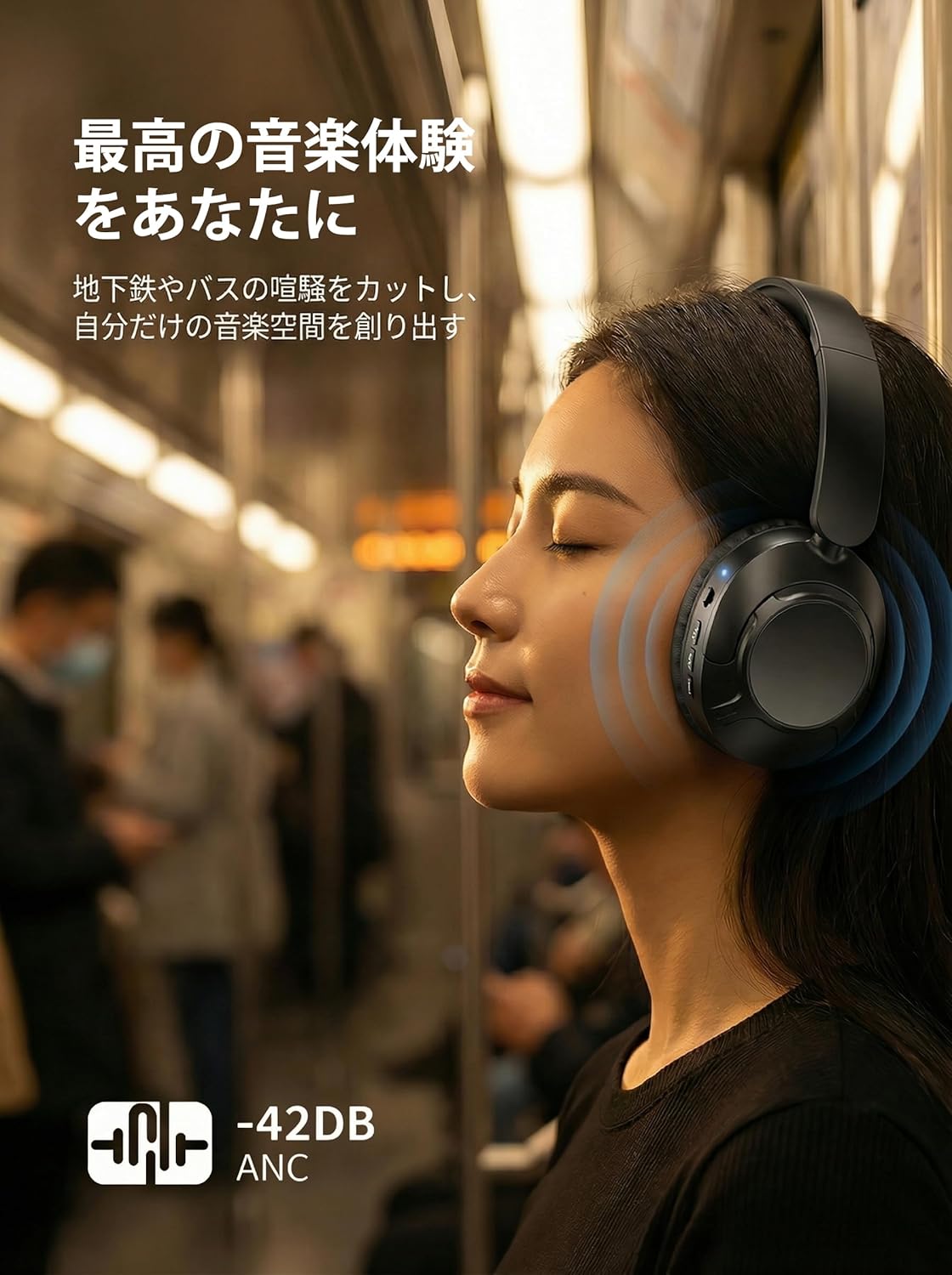 Bluetooth Headphones, 2026 New Bluetooth 5.4, Wireless Headphones, Active Noise Canceling (ANC), Up to 50 Hours Playback, Supports TF Card, Wired & Wireless, 1.6 inch (40 mm) Driver, Hi-Fi Sound