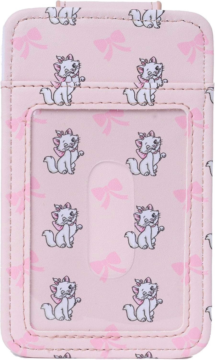 Disney Tarjetero para mujer, delgada, compacta, cartera, crédito, pequeño viaje a presión, Marie Aristocats Rosa, Tarjetero