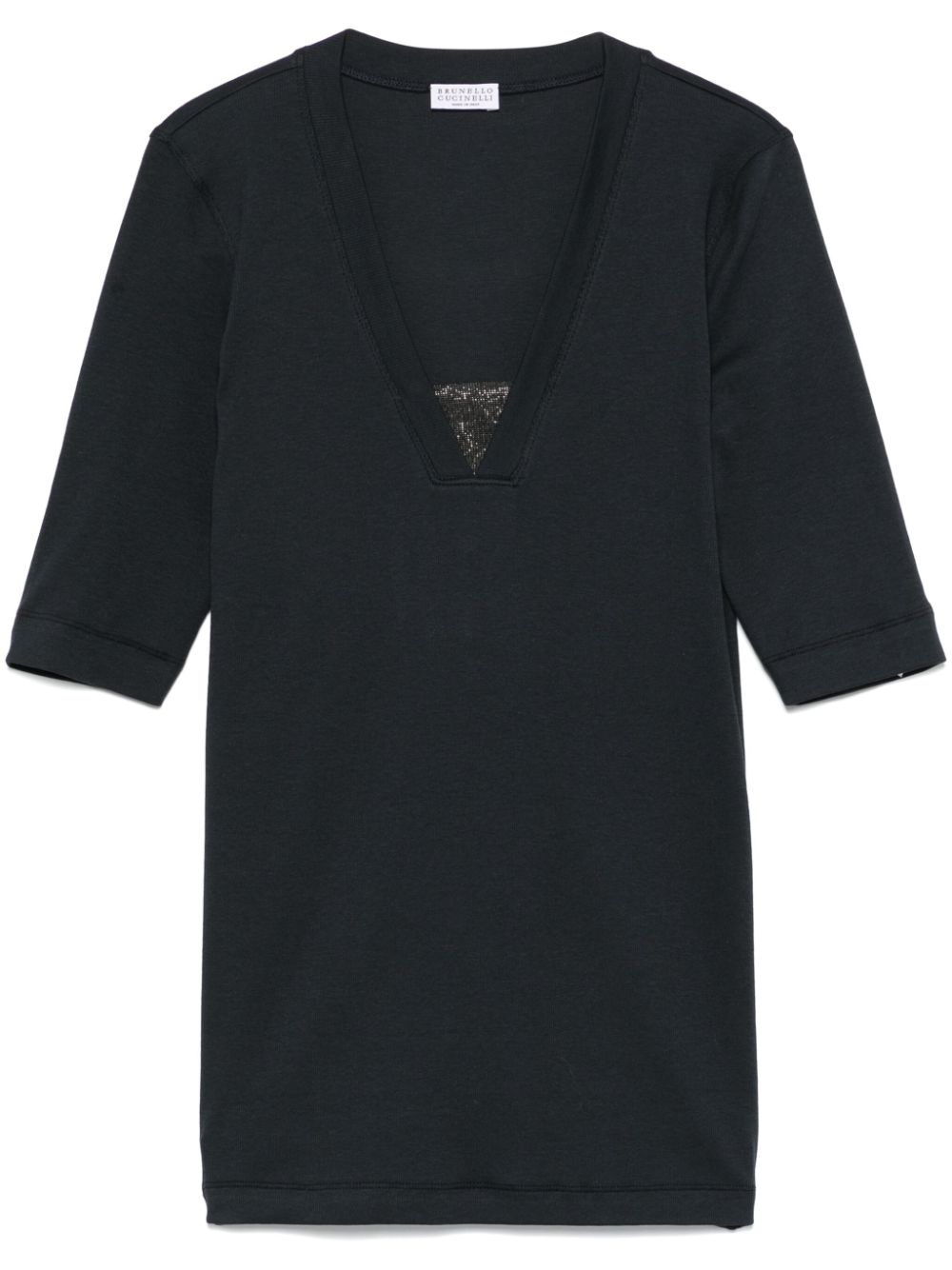 Brunello Cucinelli Cotton V Neck Top - Image 4