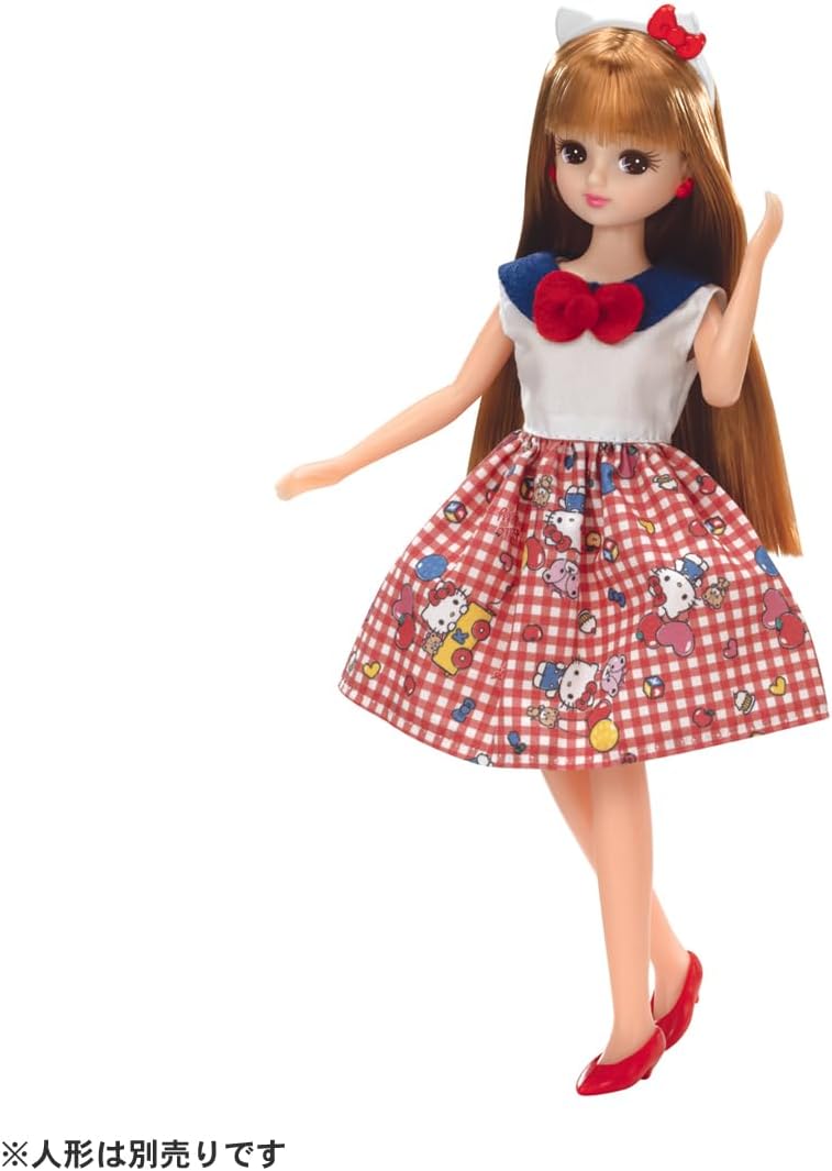 Takara Tomy Licca-chan Dress, My Choice Sanrio Characters, Dress & Headband, Hello Kitty, Changeable Clothes, Pretend Play, Toy for Ages 3 and Up