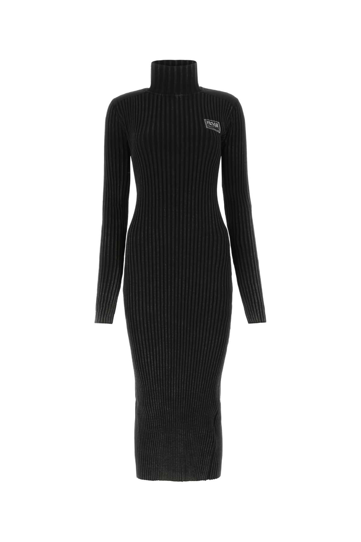 Versace ヴェルサーチジーンズブラックコットンブレンドドレス - Image 4