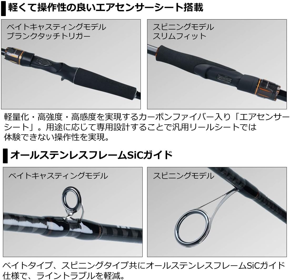 Daiwa Rebellion Bass Rod, Spinning/Bait, 2-Piece Model, Various