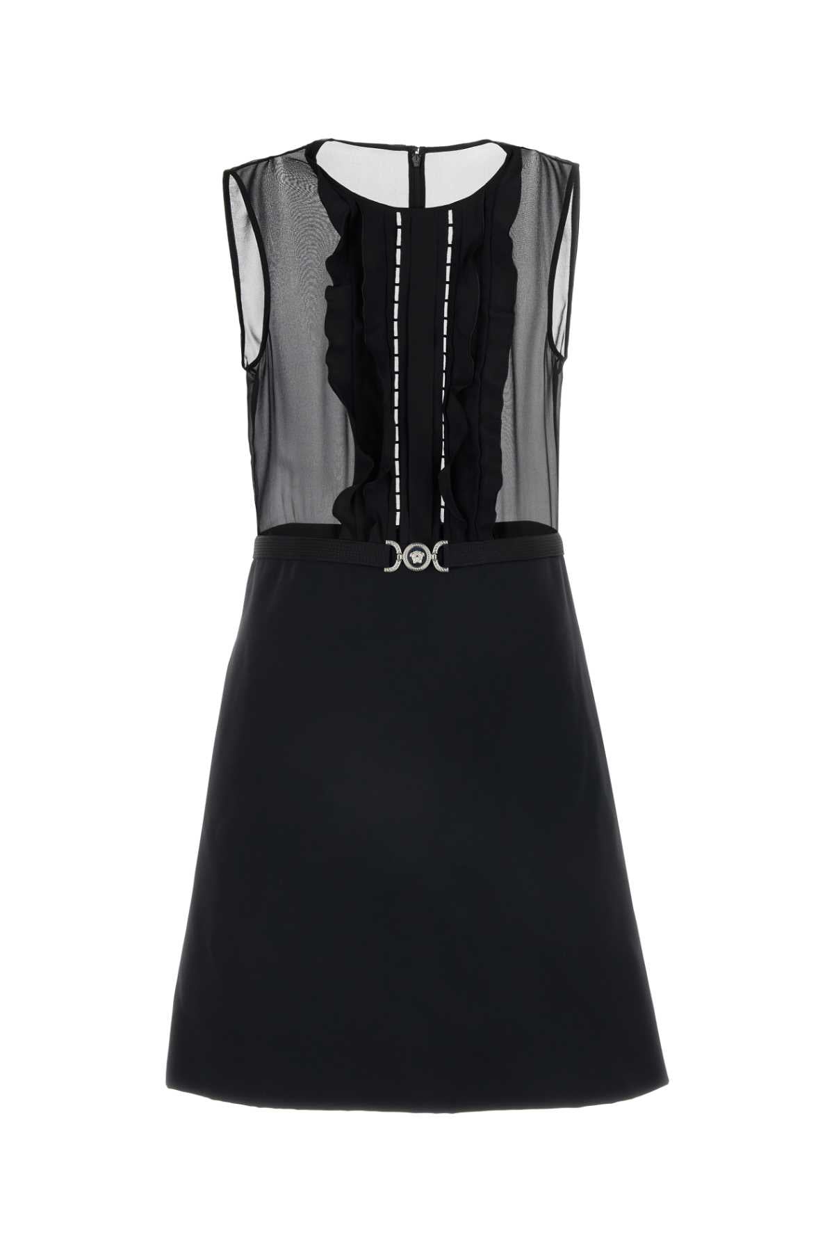 Versace ヴェルサーチブラックジョーゼットミニドレス - Image 4