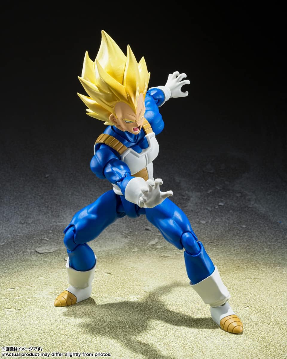 TAMASHII NATIONS S.H. Figuarts Dragon Ball Z Super Saiyan Vegeta - Awakening Super Saiyan Blood - Approx. 5.3 inches (135 mm), PVC & ABS Pre-painted Action Figure