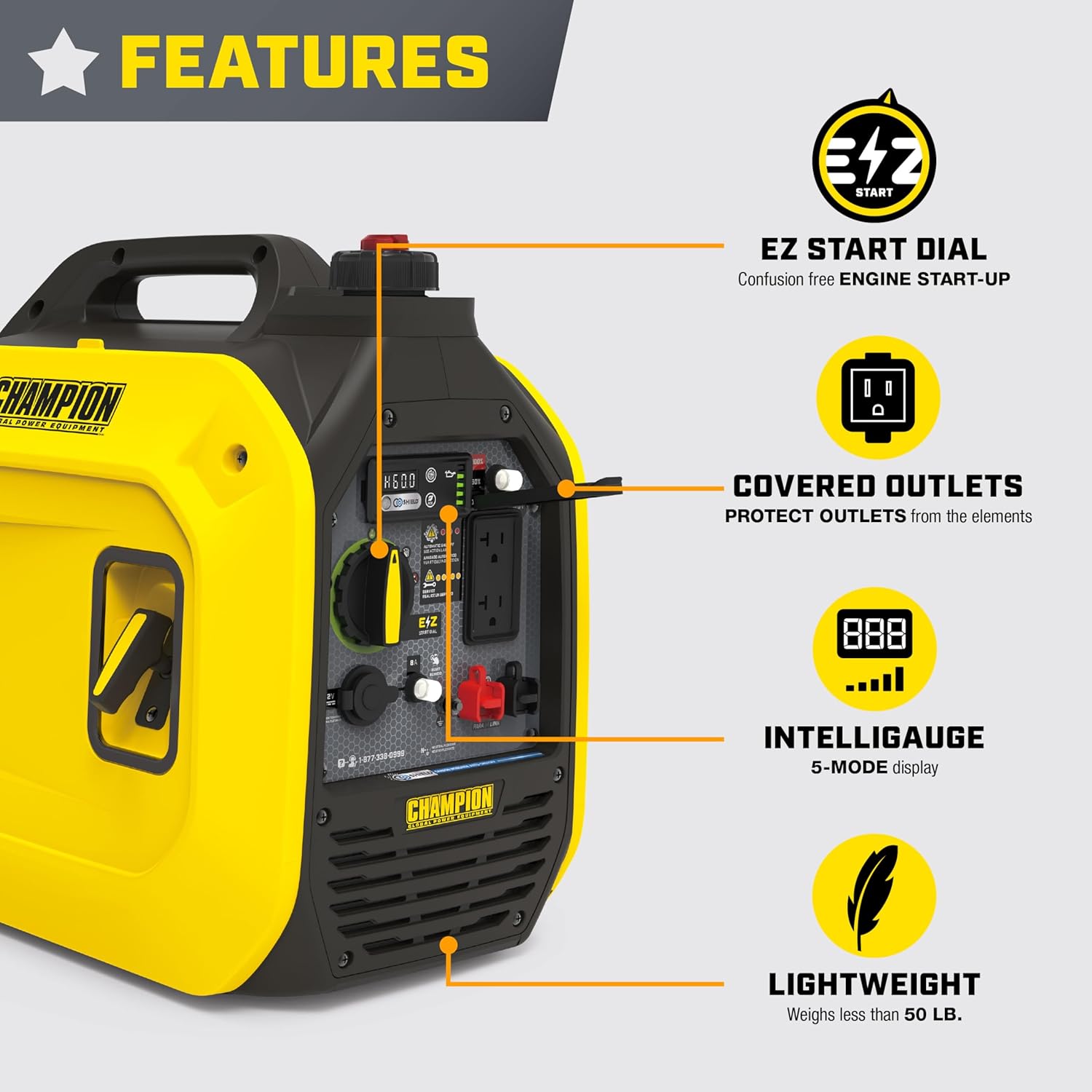 Champion Power Equipment 201317 2500-Watt Ultralight Portable Inverter Generator with CO Shield®