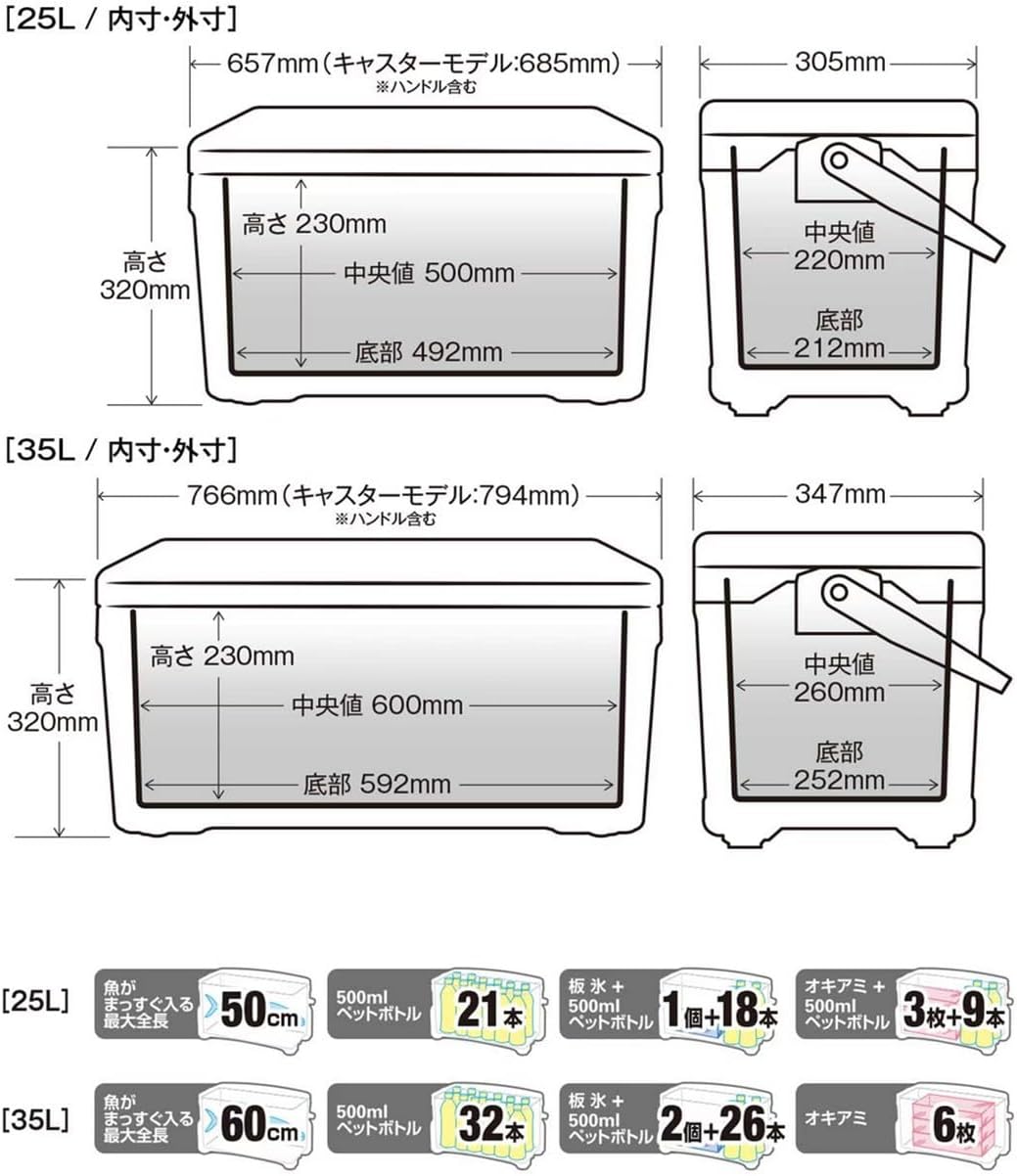Shimano NS-425Y Cooler Box Spacer Light, 7.5 gal (25 L), Various Colors