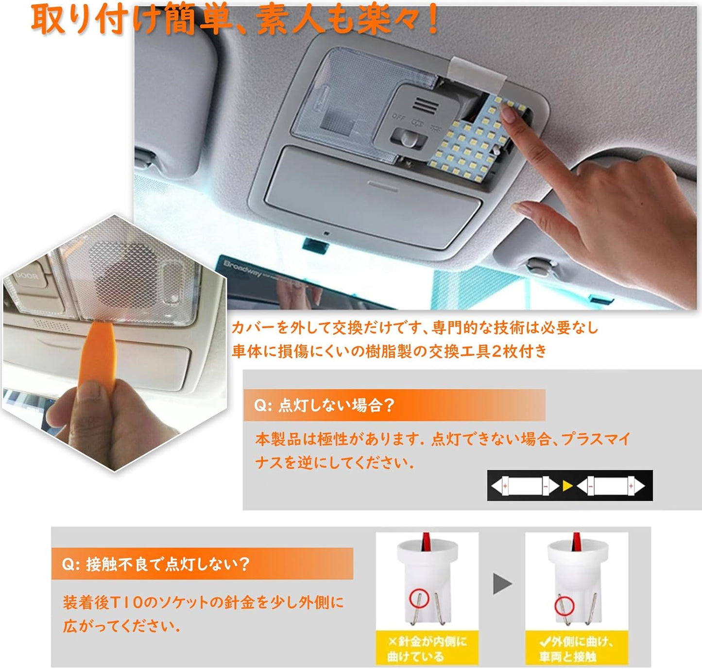 Prius 30 Series LED Room Lamp, Prius ZVW30, Early and Late Period, Interior Parts, Toyota Prius ZVW 30 Interior Light Exclusive Design, 6000K White, Bright, Genuine Replacement, No Processing, Easy