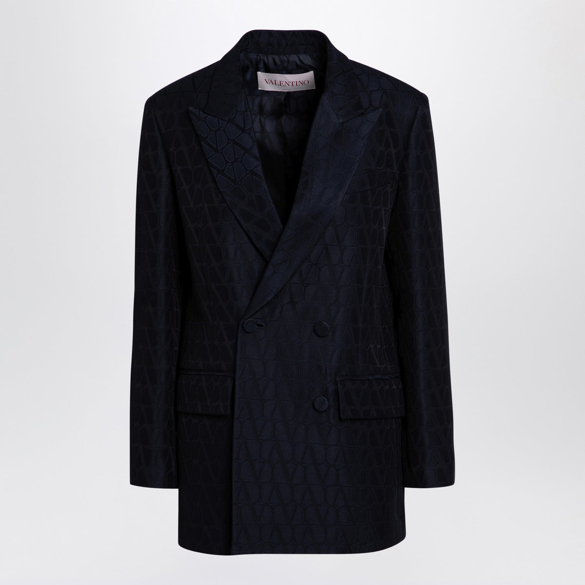 Valentino Valentino Navy Blue Double Bestoded Jacket Toile Iconographe - Image 4