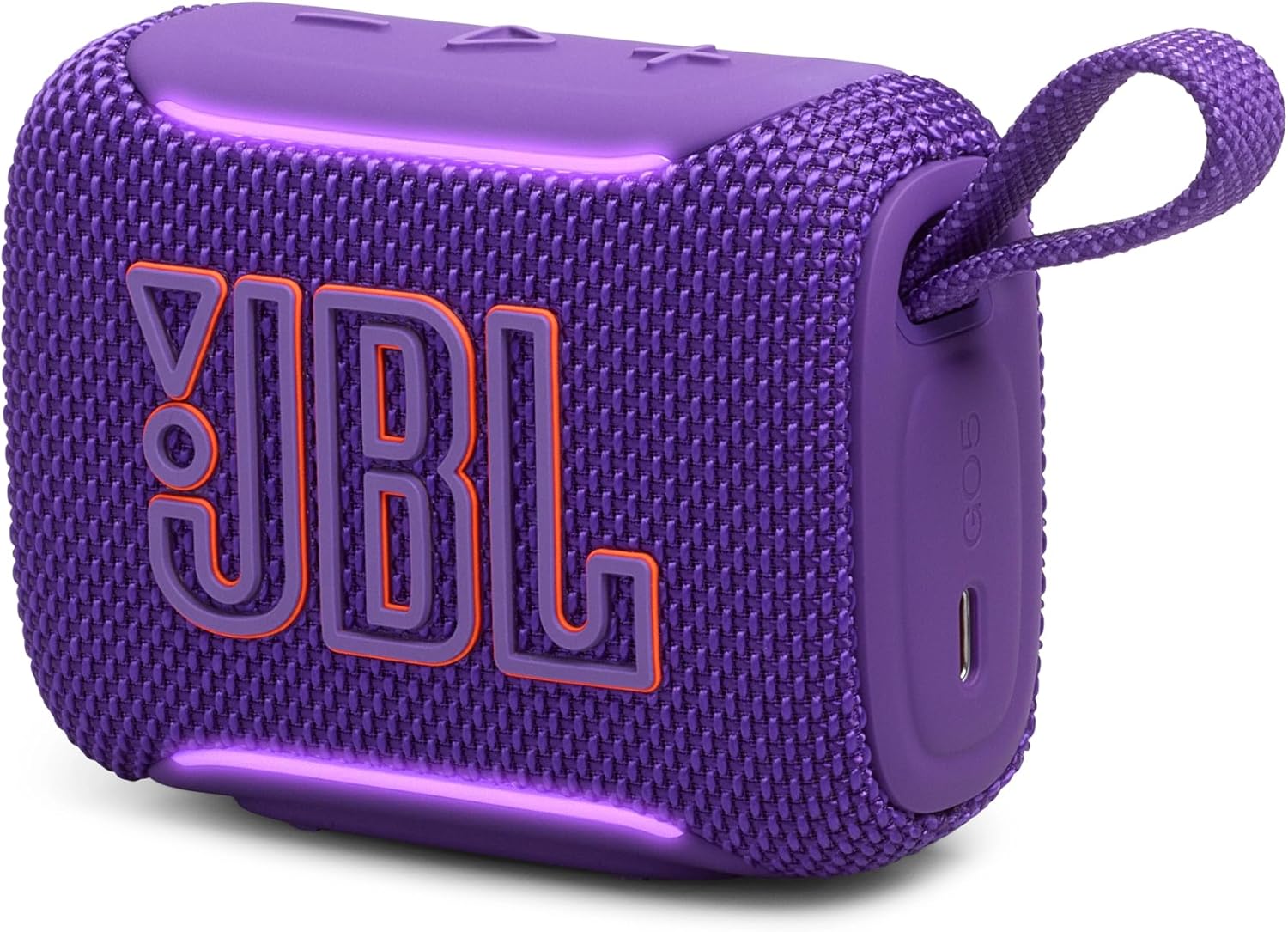 JBL JBLGO5PURJN GO5 Bluetooth Speaker, USB C Charging, IP68 Dustproof, Waterproof, Lossless Playback, Ambient Edge Light, AirTouch, Stereo Pairing, Small, App Compatible, Auracast Compatible, Passive