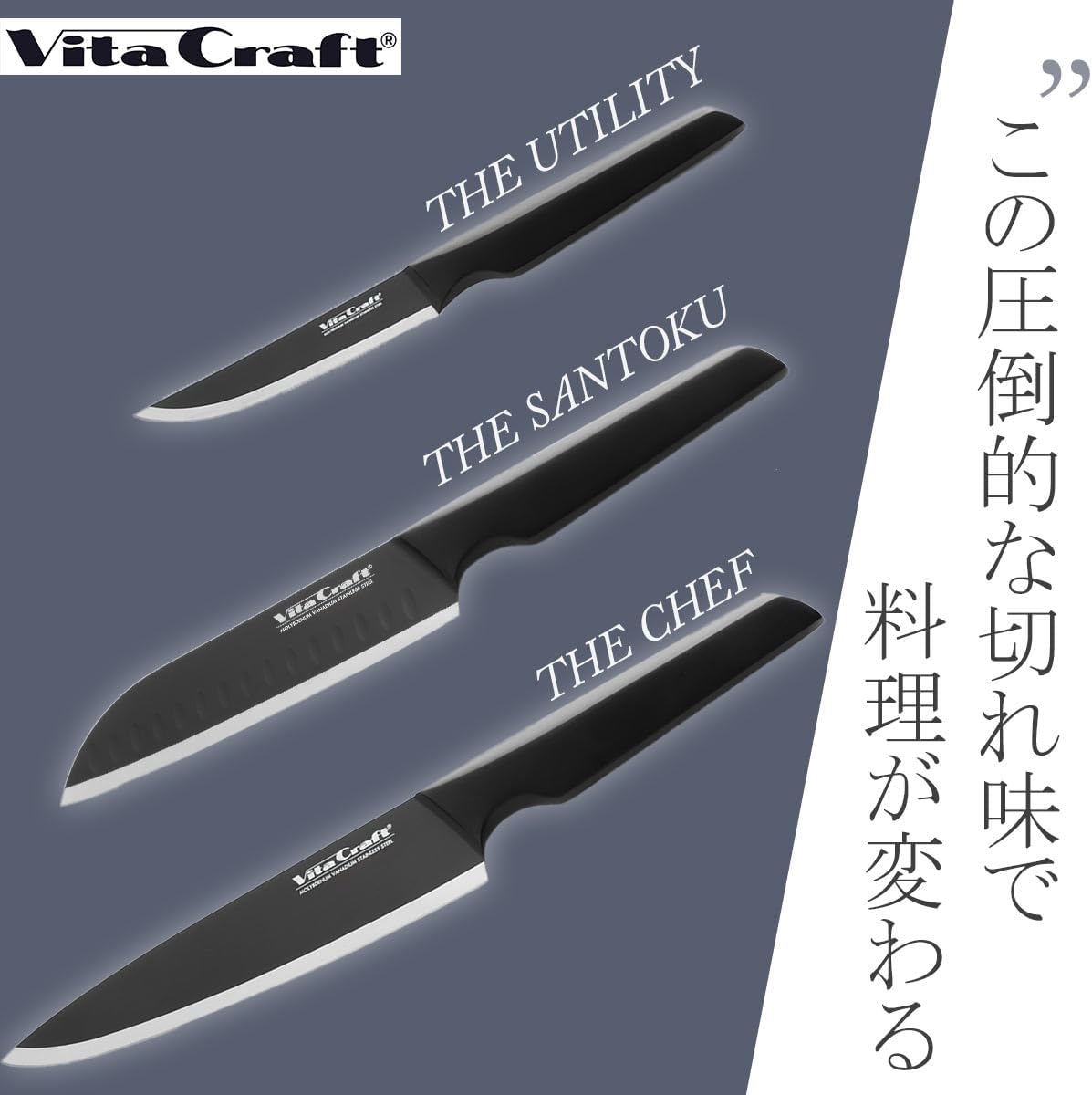 Vita Craft Solid Knife, Black, Chef's Knife, Chef's Knife, Gyu Sword, Blade Length: 8.2 inches (208 mm), Spans with Light Power. Knife with Sharp Sharpness and Durability for Cutting Meat and Fish
