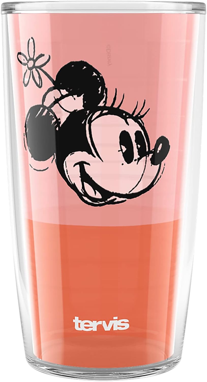 Tervis Disney Fundamentals Collection - Vaso aislado de doble pared hecho en Estados Unidos mantiene las bebidas frías y calientes, 16 onzas, paquete de 4, surtido