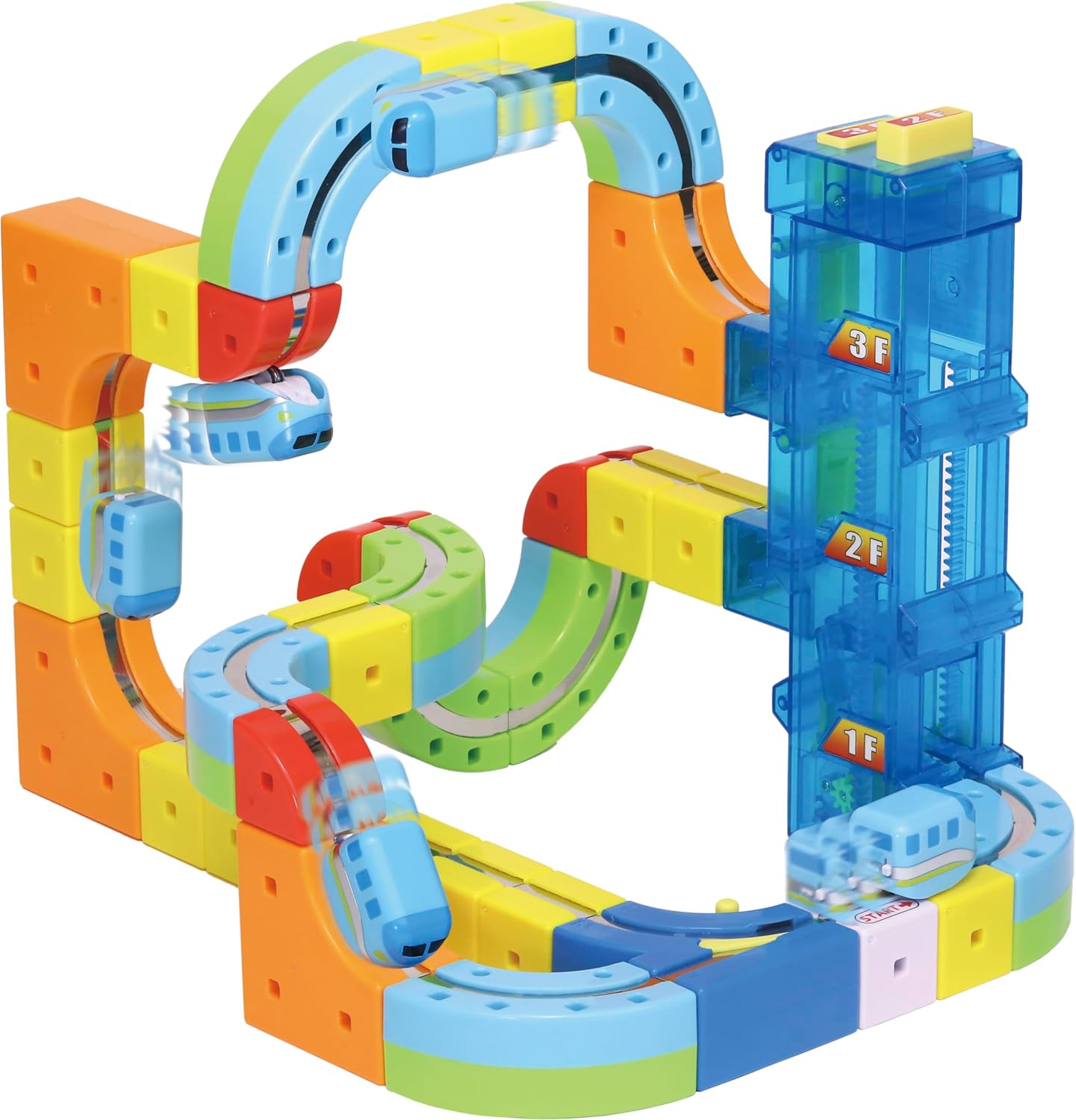 Sunsmile Cube Rail Toy for Kids, DIY Rail, Assembly, Educational Toy, Rail Cube, Clear MAC, Elevator Set