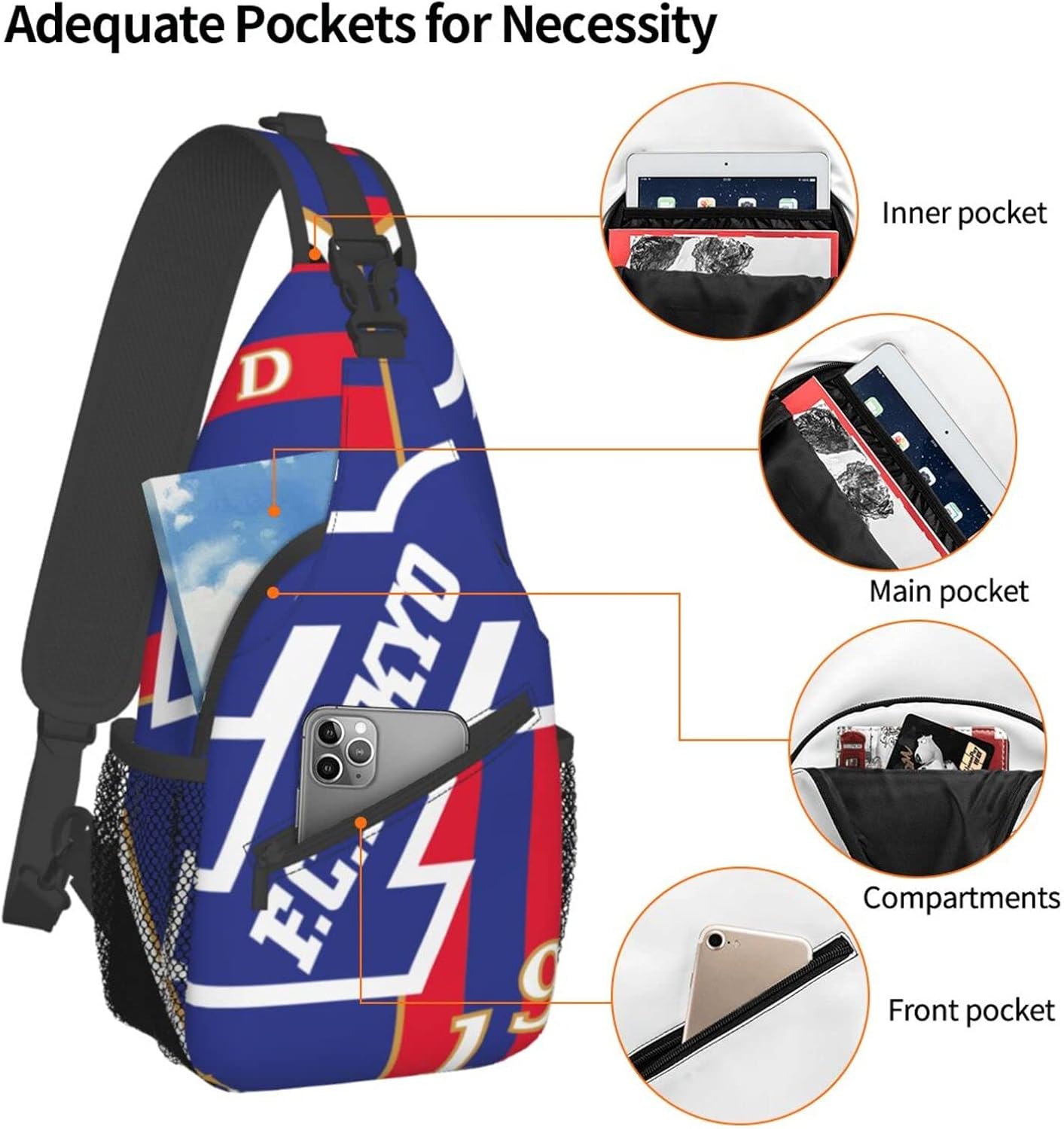 Fc Tokyo Shoulder Bag, Large Capacity, Shoulder Bag, Crossbody Bag, Mountain Climbing, Going to School, Events, Animation, Moe Goods? Multifunctional Lightweight Unisex Gift Sports Rucksack Backpack Bag